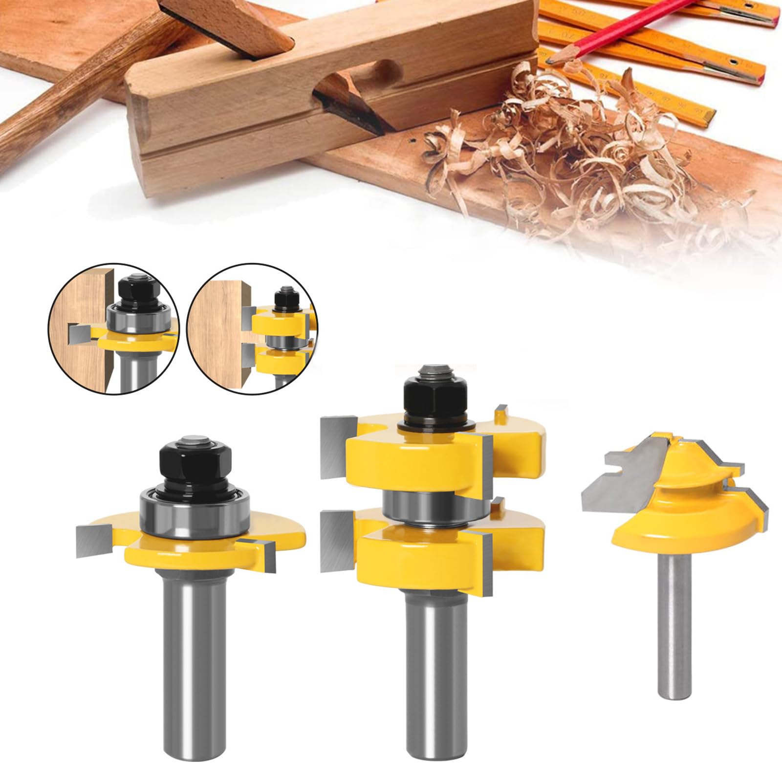 Set Punte Frese per Legno, Fresa a Forma T Scanalata, Fresatrice Verticale, Fresa per Spianare, Strumenti per La Lavorazione del Legno