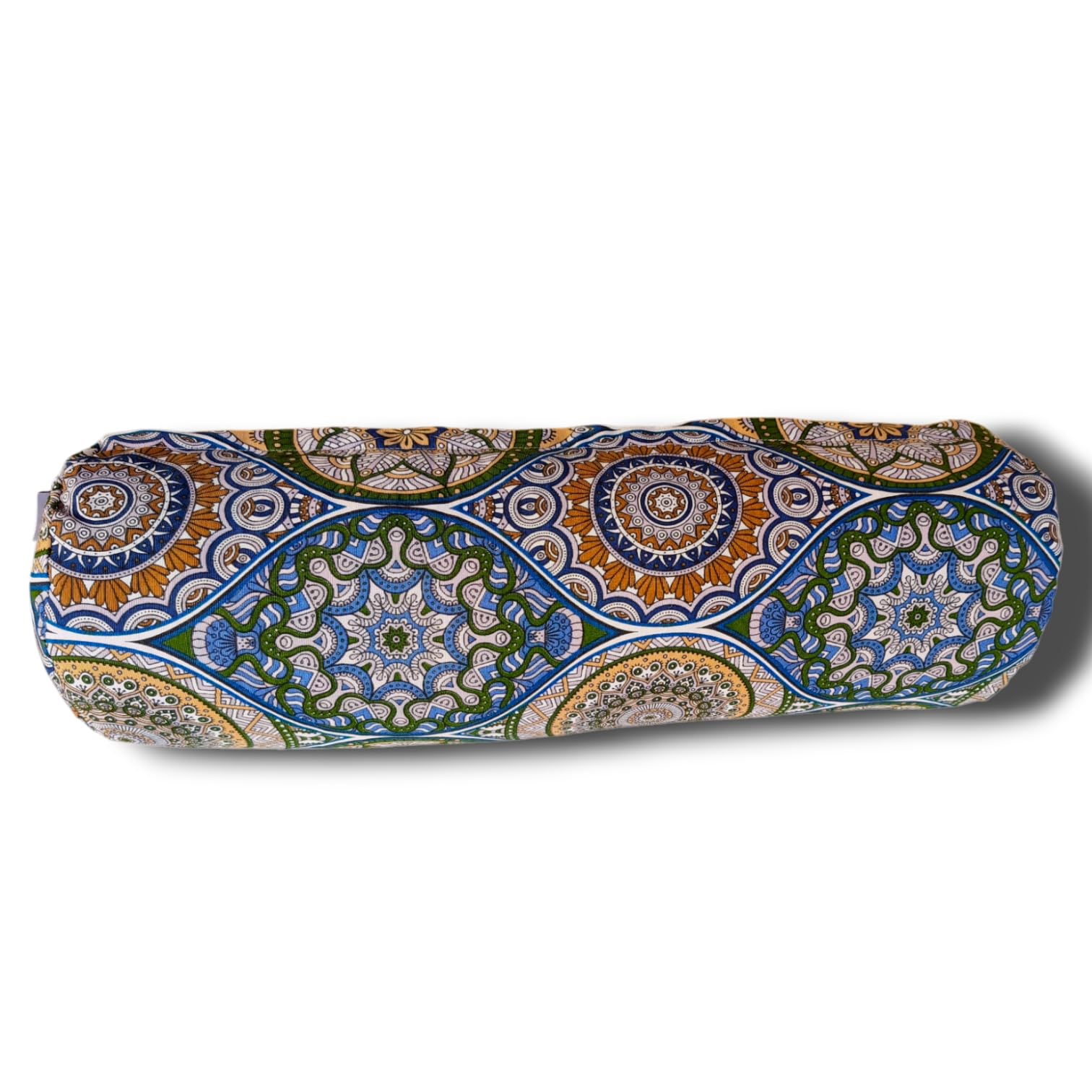Bolter yoga "Mandalas Persa blu", cuscino yoga, cuscino meditazione, bolster cilindrico, cuscino yoga cilindrico, rivestimento lavabile, ripieno di pula di farro bio, 62x20cm