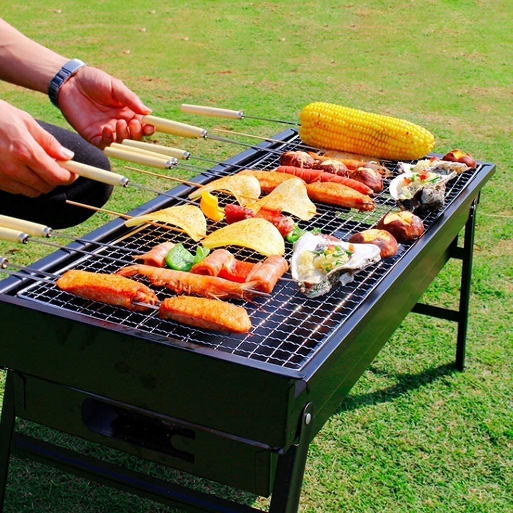 Przenośny grill ze stali nierdzewnej do gotowania na świeżym powietrzu składany i stołowy grill na węgiel drzewny na kemping i piknik