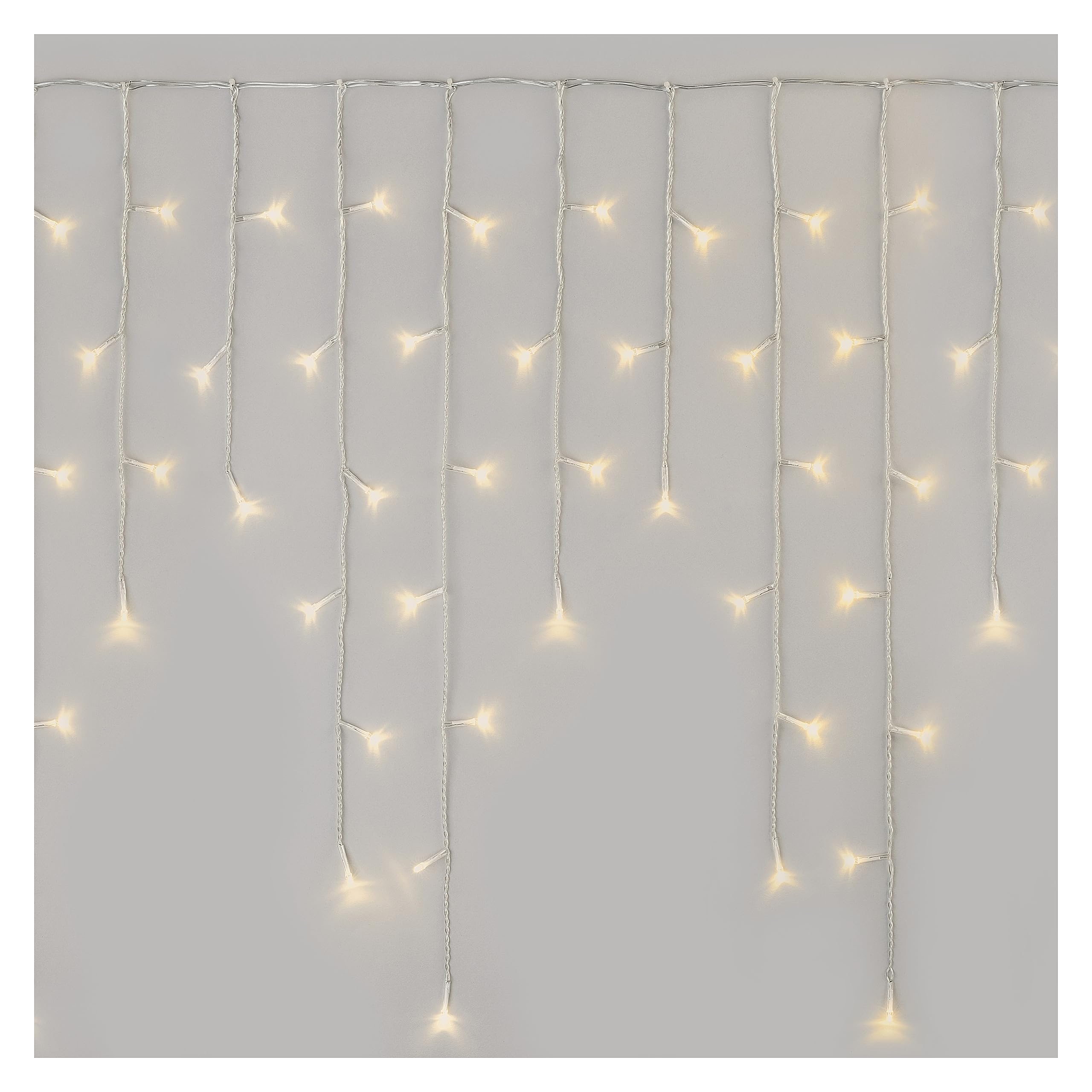 EMOS LED-Eisregen Lichterkette, 5m Weihnachtslichterkette + 5m Zuleitung, 8 Lichtmodi, Fernbedienung und Netzteil mit Timer, 300 LEDs, IP44 für Innen und Außen, Warmweiß