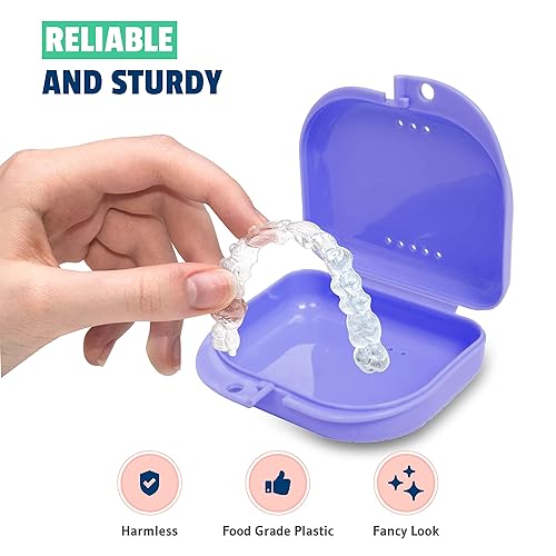 Vista 46 de Estuches de retención – Paquete de 4 surtidos – Funda protectora bucal inodoro – Ventilada e higiénica para transportar y proteger aparatos Negro