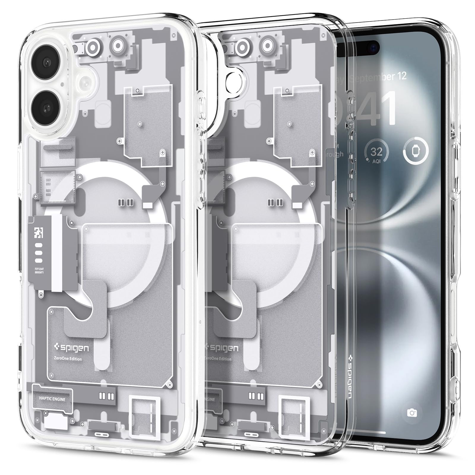 Spigen Ultra Hybrid MagFit Direct Digital Printing Case for iPhone 16 [Custom Design][Compatible with Magsafe] - Zero One White