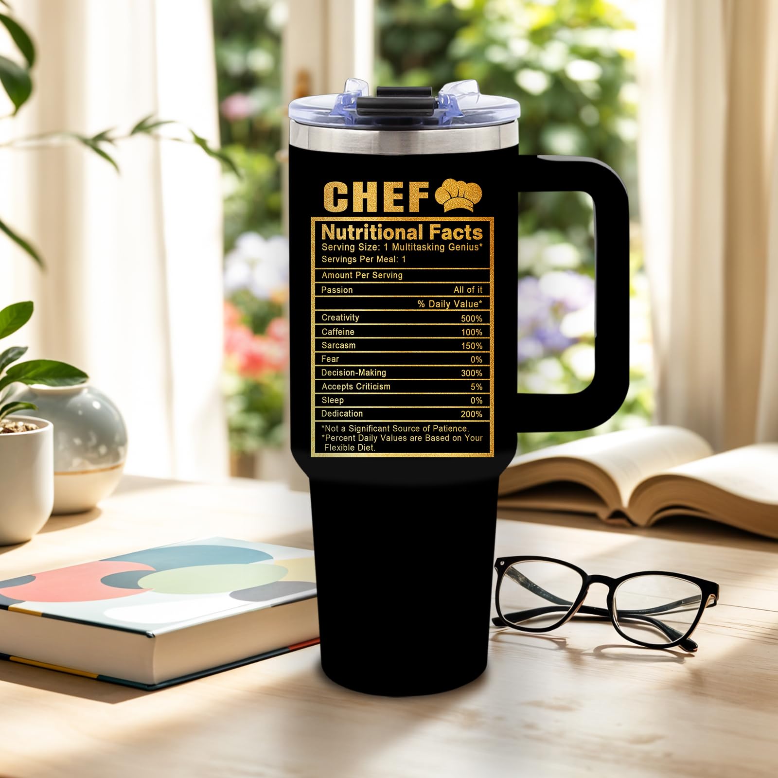 DUUV Chef Theme Insulated Tumbler 40oz, Chef Cup Gifts for Man Women, Chefs Tumbler for Cooking Lovers Home Cooks, Cooking Gifts for Chefs Leakproof, Birthday Ideal Gift for Culinary Students, 1 Pack