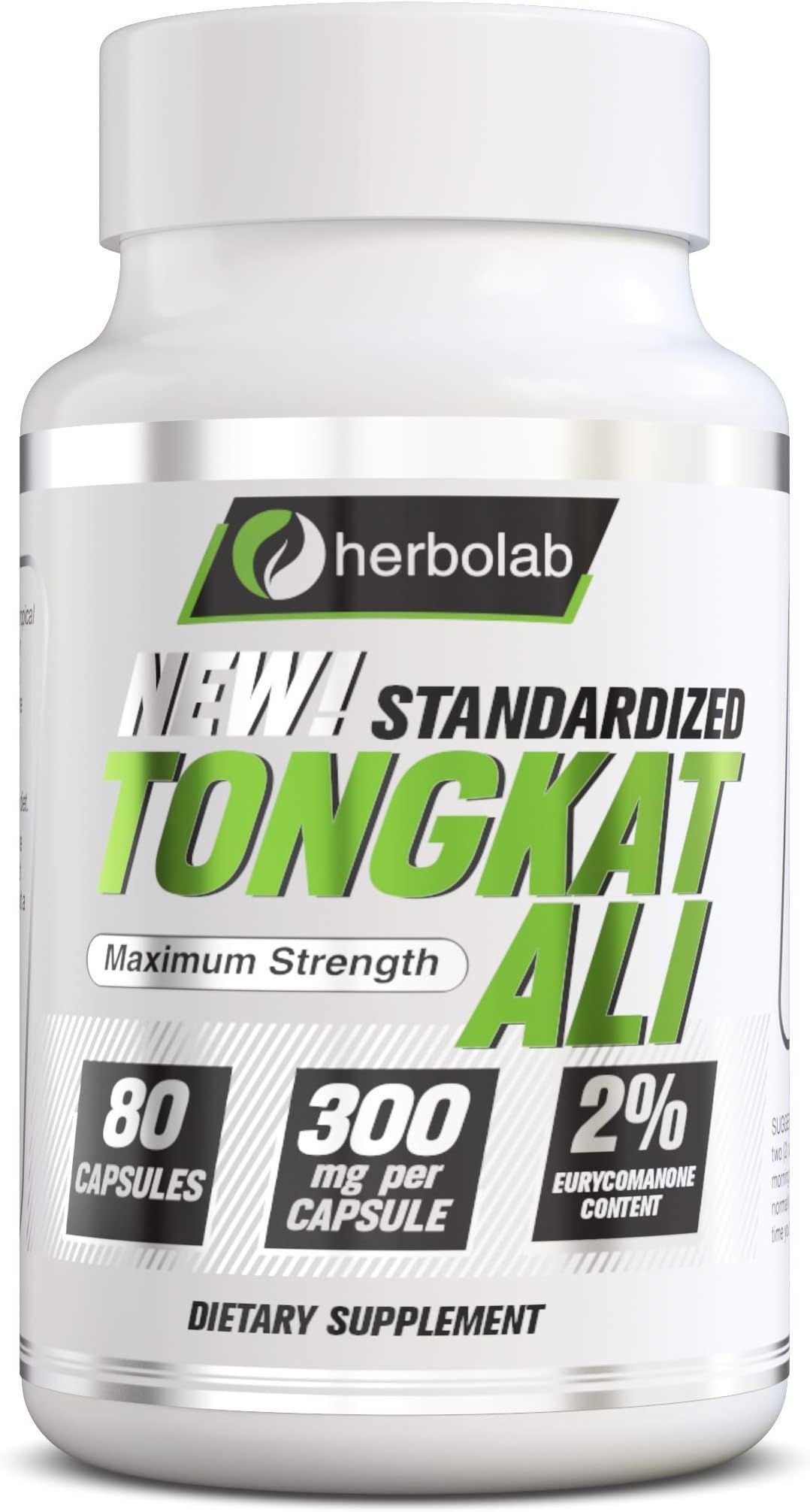 - herbolab Tongkat Ali Capsules – Eurycoma Longifolia (Longjack) Root Extract – 2% Eurycomanone – 300mg – 80 Count
