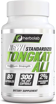herbolab Tongkat Ali Capsules Eurycoma Longifolia Longjack Root Extract 2% Eurycomanone 300mg 80 Count