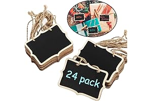 Outus Chalkboard Tags With String, Wooden Hanging Chalkboard Labels (24 Pieces)