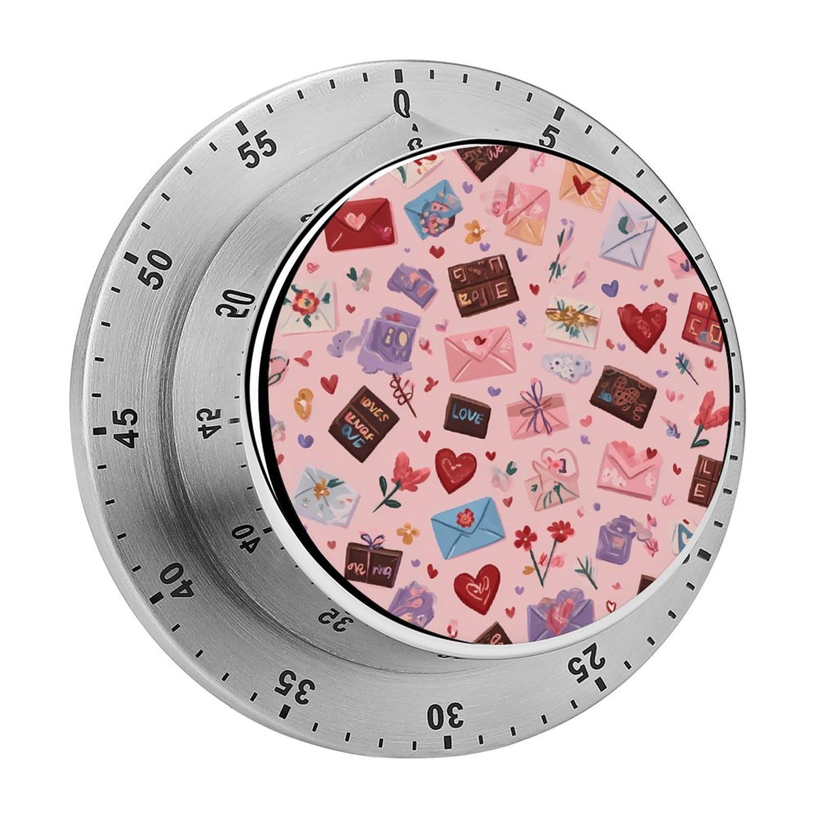 Valentines Day Mechanical Timer with Alarm for Kitchen Cooking Productivity Stainless Steel Timers
