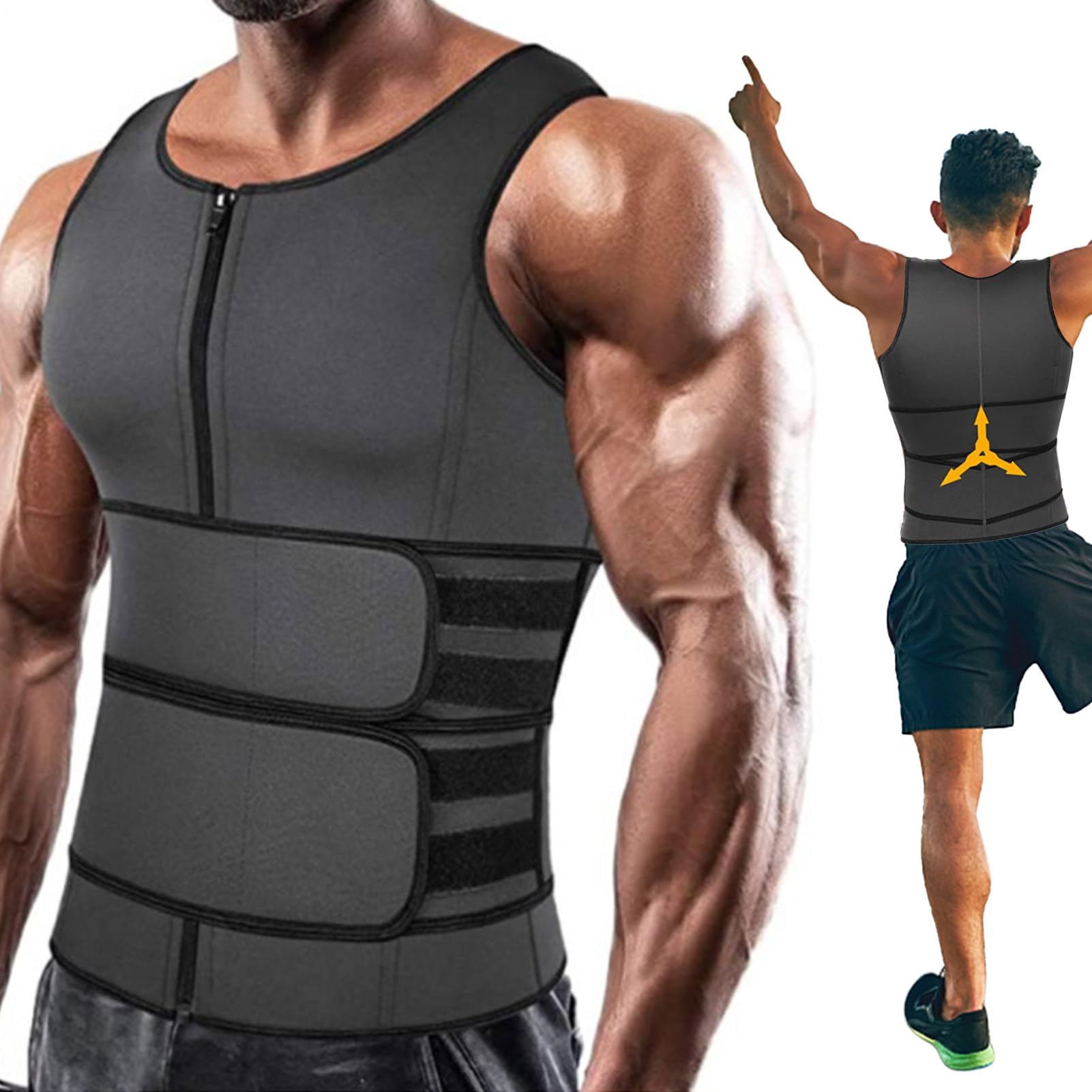 Slim Vest for Men, Body Shaper for Men | Elastic, Body Shaping, Comfortable | Breathable Sports Vest with a Double Waistband for Running Compression Vest Body Shaper Men Compression W, xxl, se