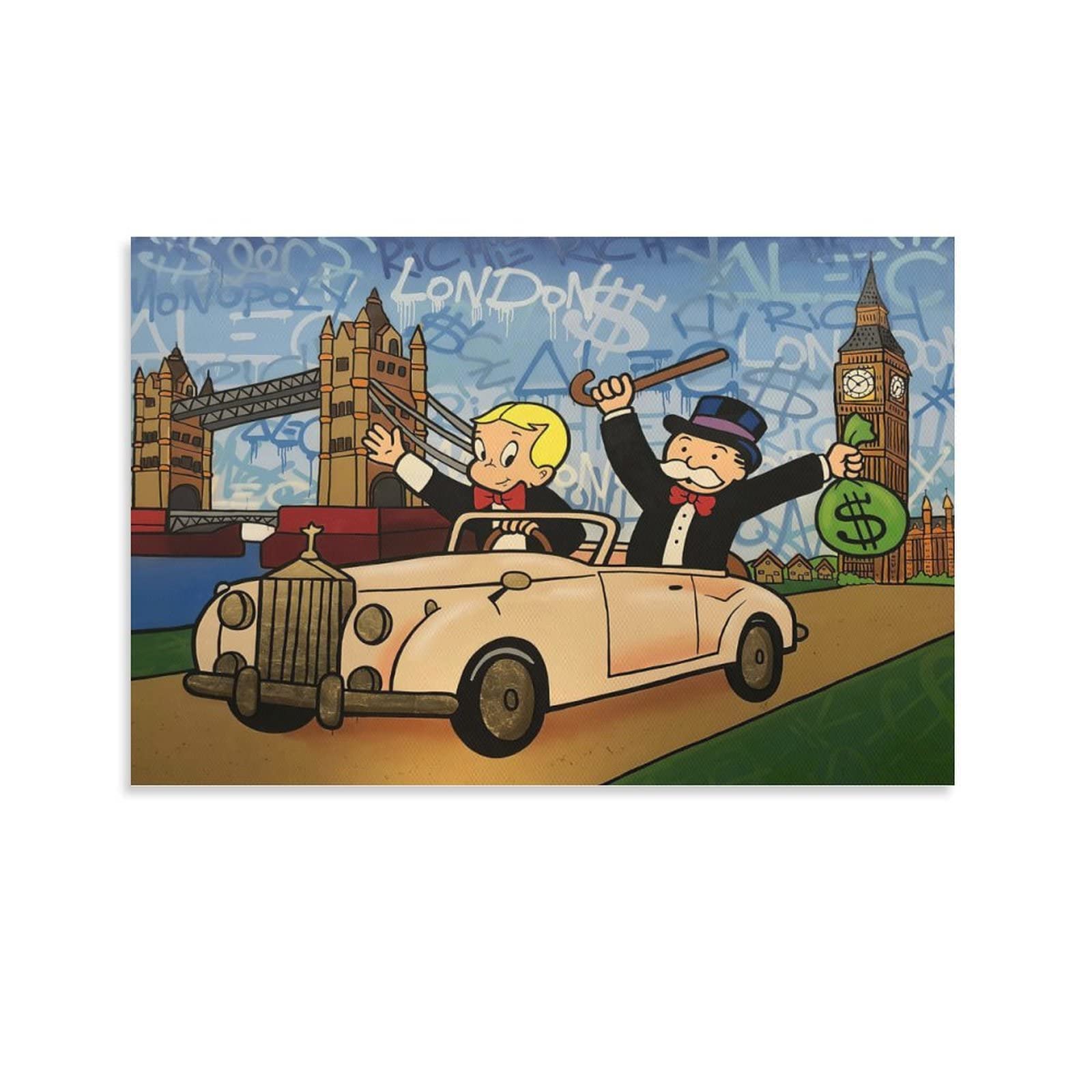 JFU ALEC-Monopolys Graffiti Money Canvas Poster Decorative Painting Canvas Wall Art Living Room Posters Bedroom Painting 12x18inch(30x45cm)