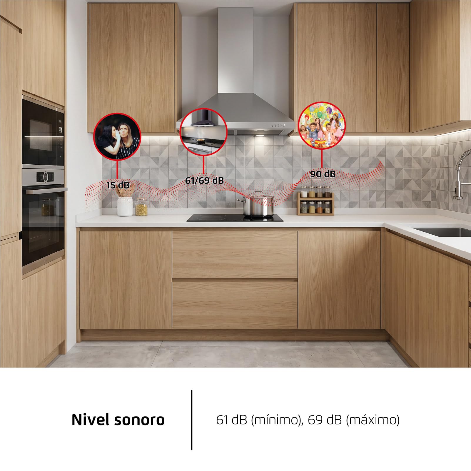 Corberó - Ozdobny dzwonek piramidowy Inox | 70 cm | KURAMATHI760X | Przepływ 621,71 m3/h | 165W | 3 prędkości | 2 filtry aluminiowe | Filtr węglowy | Efektywność energetyczna A, stal nierdzewna