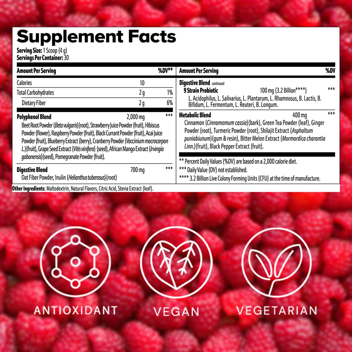 GenoPalate Everyday Super Reds, Antioxidant Superfood Blend with Beet Root, Cranberry, Hibiscus, Acai & Probiotics, Energizing Polyphenols for Heart, Brain & Digestive Health, Vegan, 30 Servings