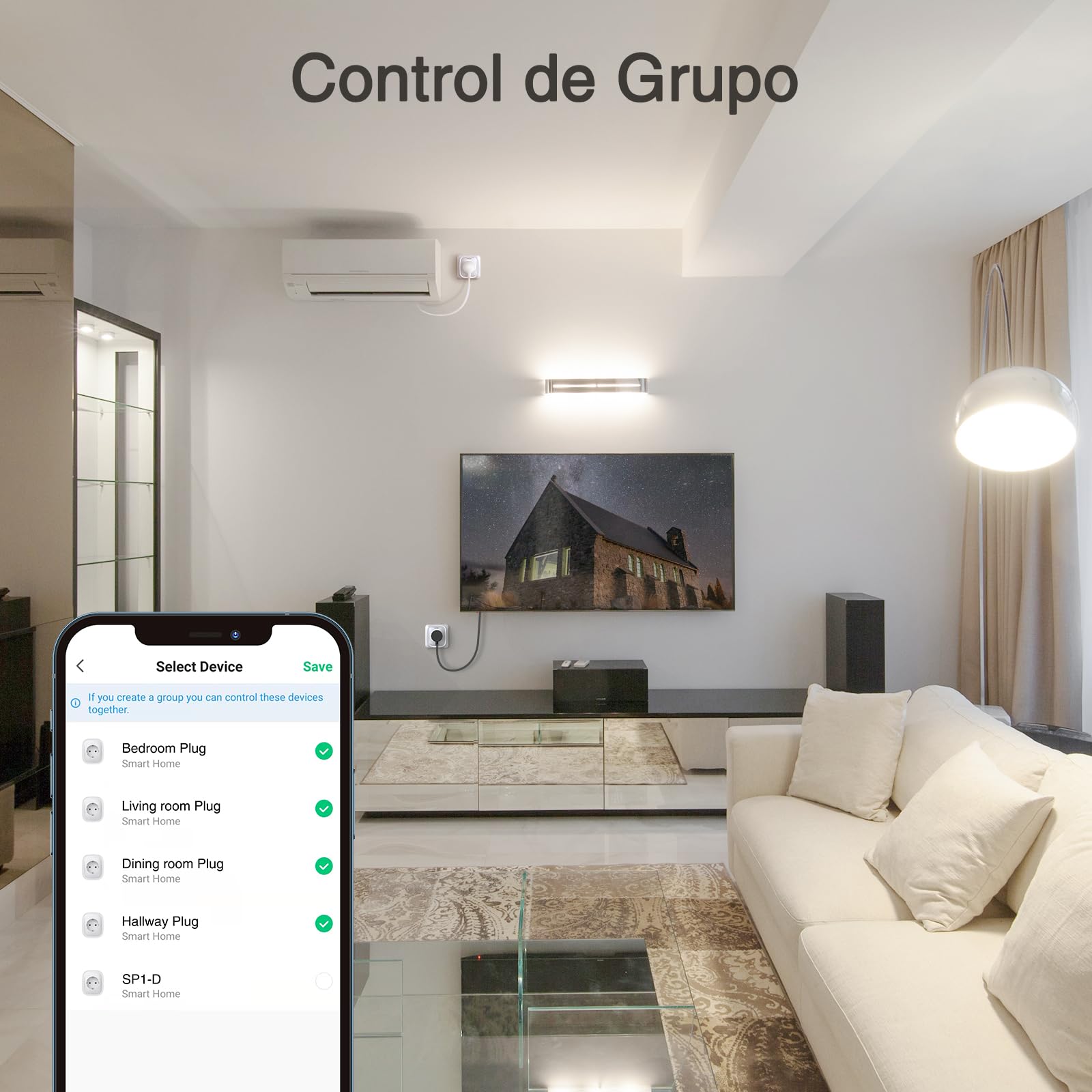 GHome Smart Enchufe Inteligente, 16A Enchufe WiFi Medidor de Consumo, Compatible con Alexa y Google Home, Tomada Inteligente Programable con Temporizador, Control por Voz y APP, 3680W,Solo 2.4GHz WiFi