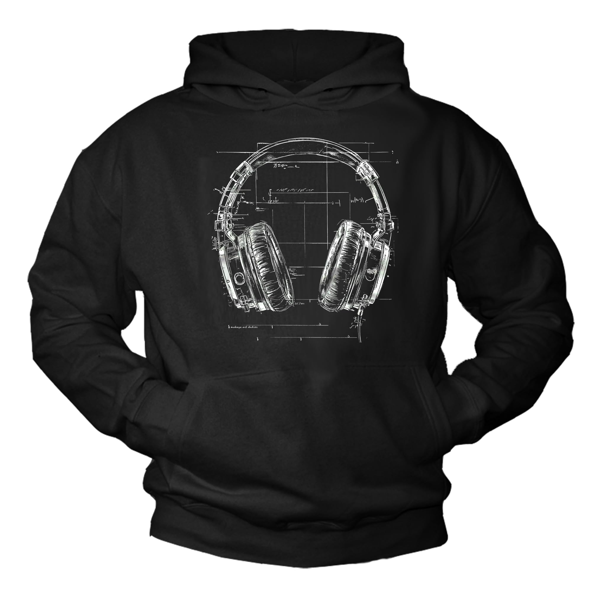 MAKAYA Felpa con Cappuccio Hip Hop Stile Vintage Motivo Cuffie Pullover con Cappuccio Stampa Retro Maglia Anni 80