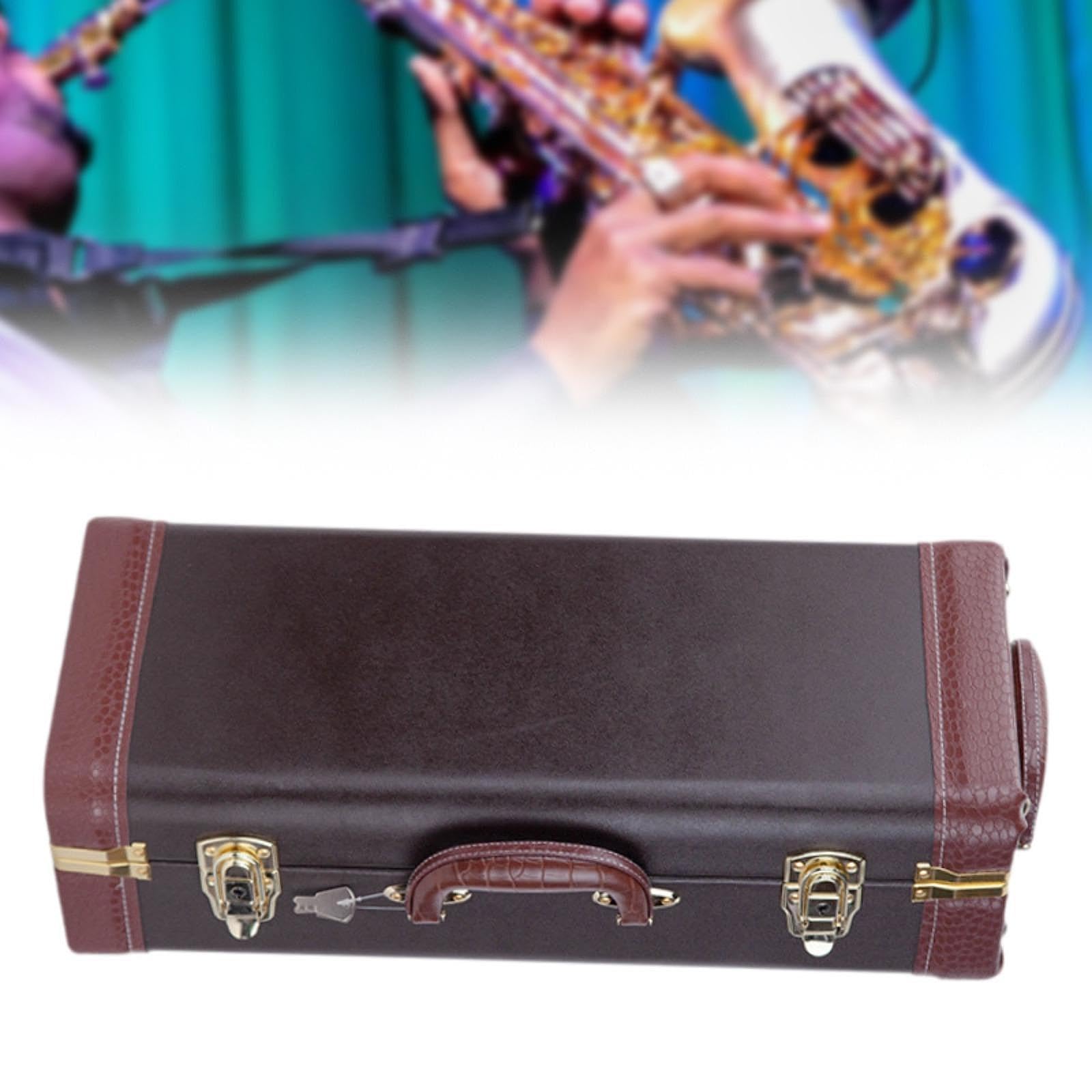 Oshhni Custodia per sassofono contralto, borsa per il trasporto di sassofono contralto, rettangolare, leggera, con accessori e maniglia, borsa di stoccaggio, Marrone
