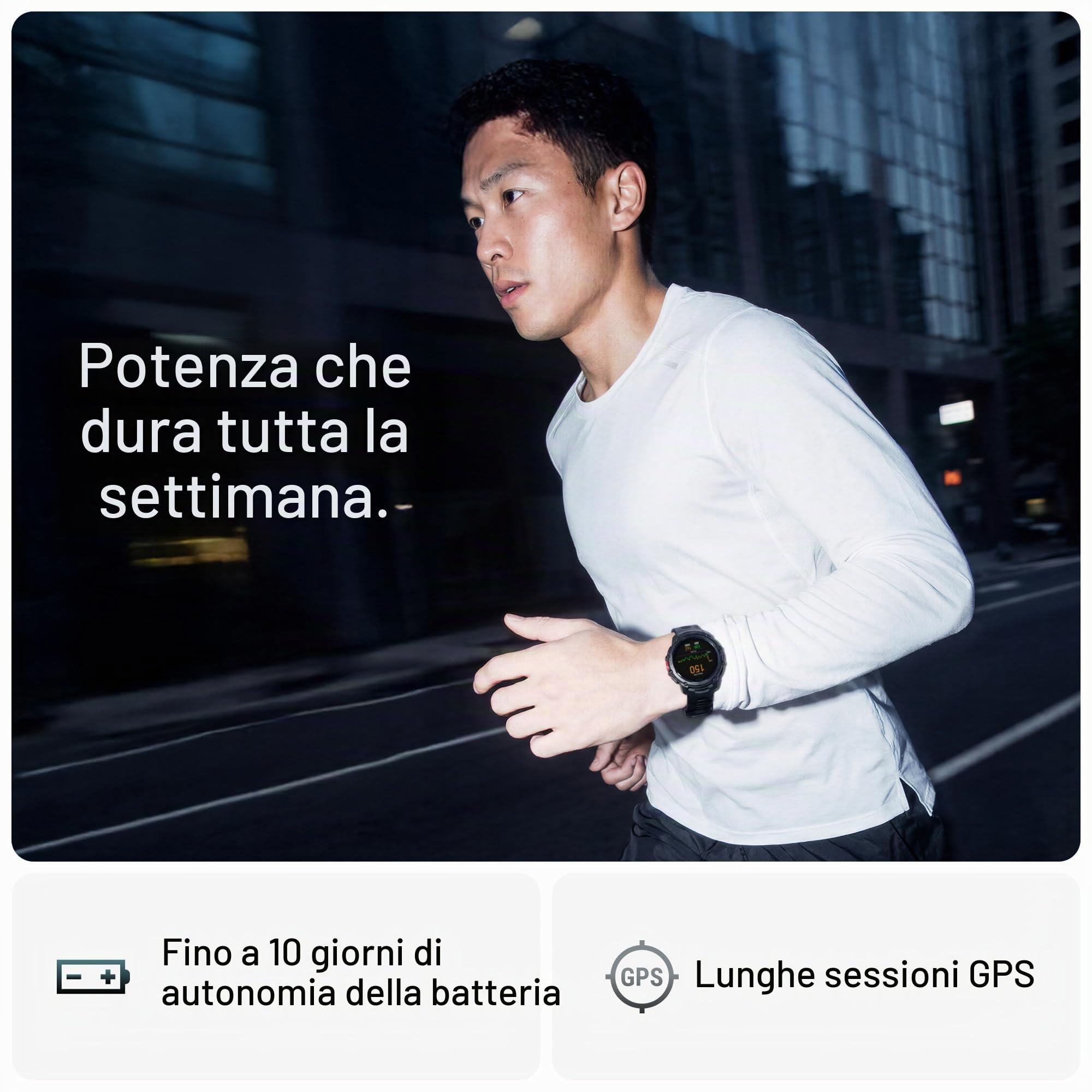 Polar Street X - Orologio sportivo da corsa GPS - Robusto impermeabile - 170+ profili sportivi - Batteria 10 giorni - Display AMOLED - Cardiofrequenzimetro da polso - Torcia integrata