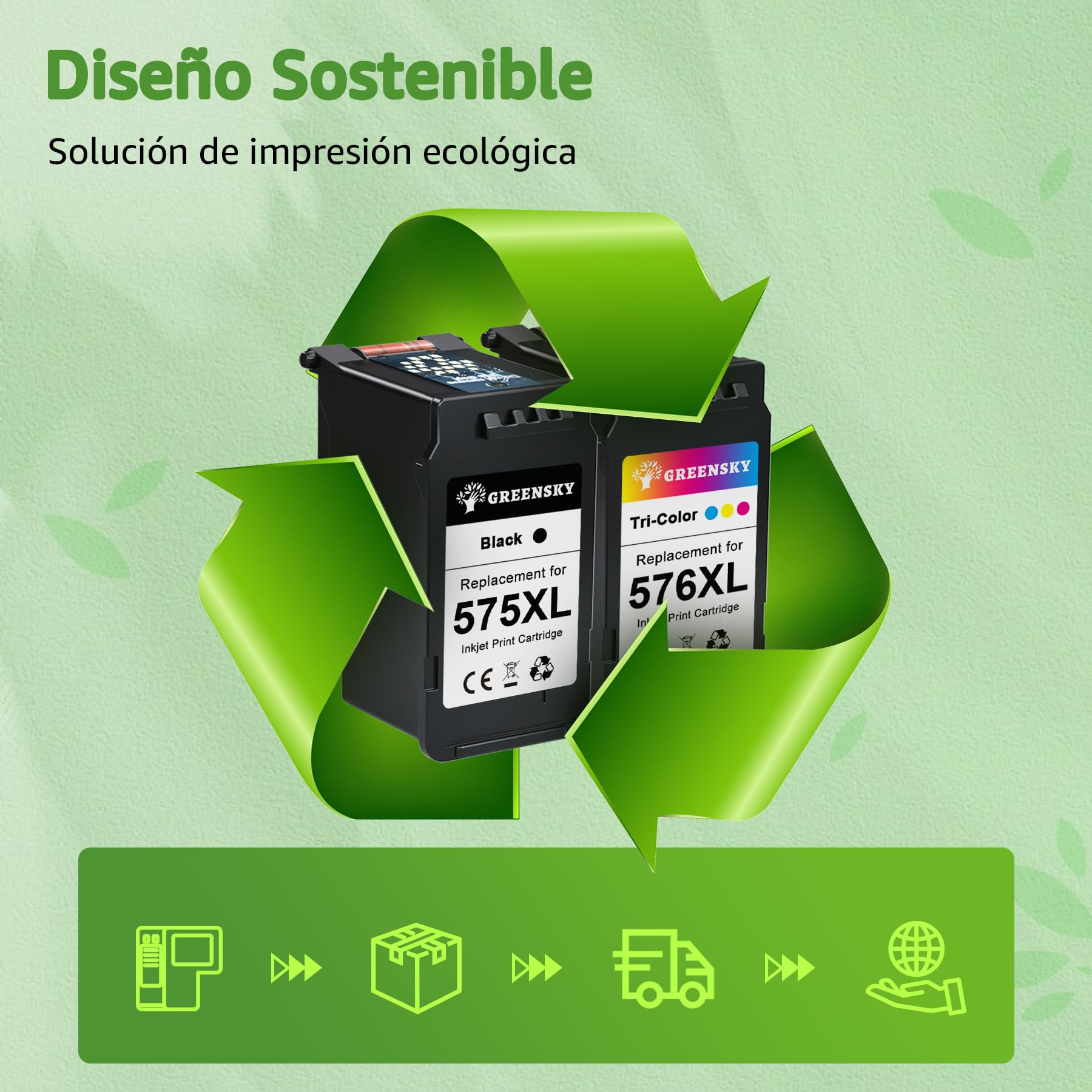 GREENSKY PG-575XL CL-576XL Cartuchos de Tinta para Canon 575 576 Negro y Color PIXMA TS3750i TS3751i TR4756i