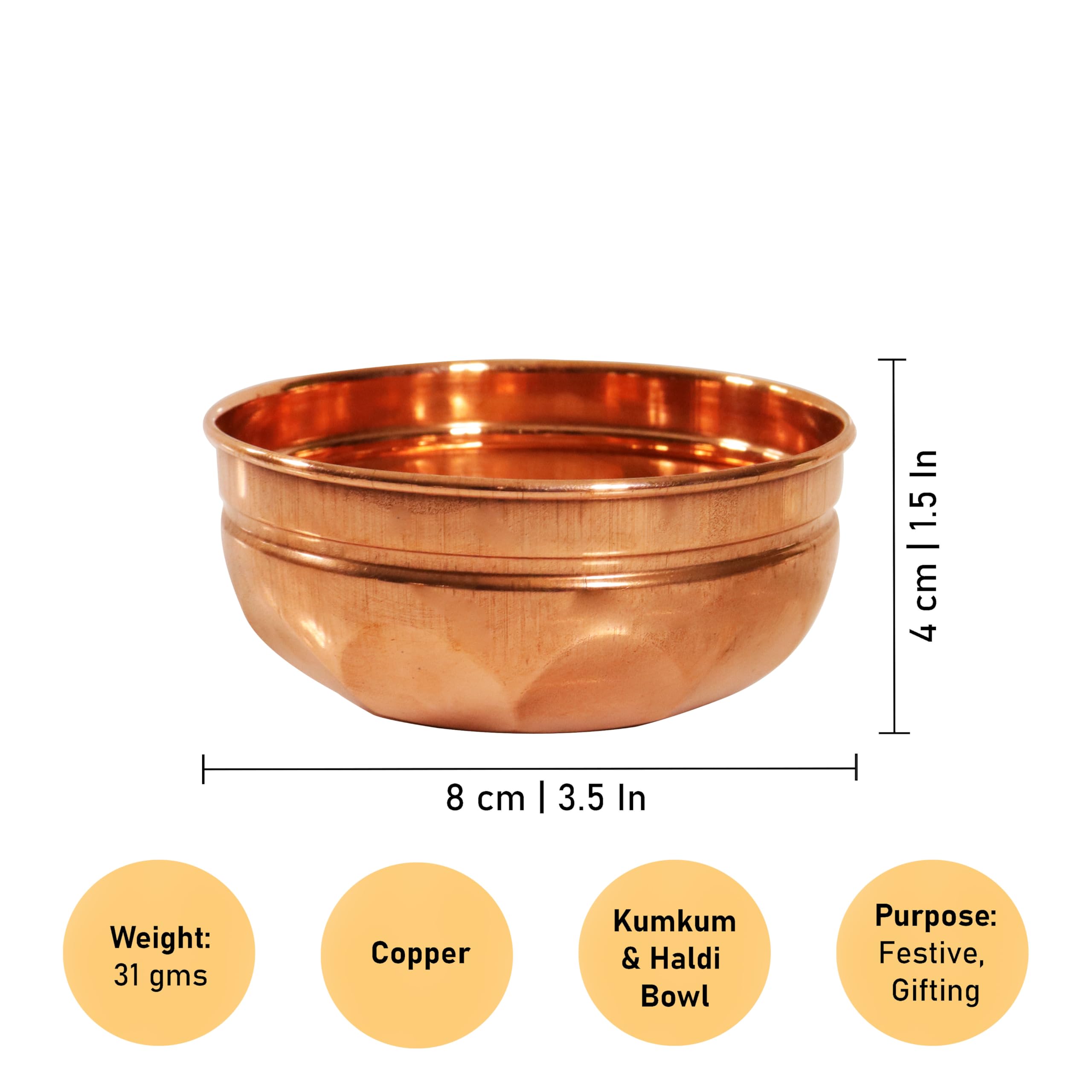 Putrika Copper Puja Prasad Bowl | Multipurpose | 100gm Capacity | 8cm W x 4cm H | Handcrafted | Religious Bowl 4
