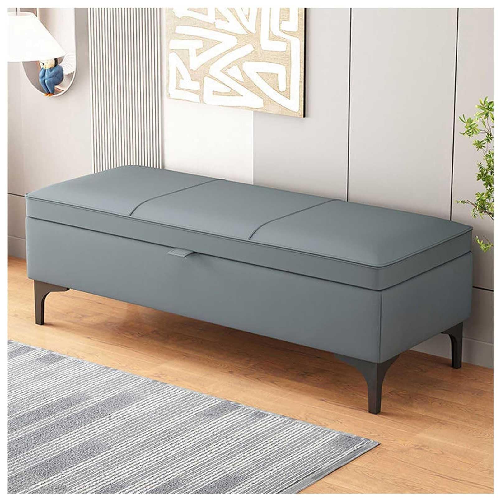 MSHGSKU Stylish Gray Storage Bench Ottoman for Bedroom & Shoe nization 500 LB Capacity 23x15x15 in Perfect Footrest & Entryway Seating Solution