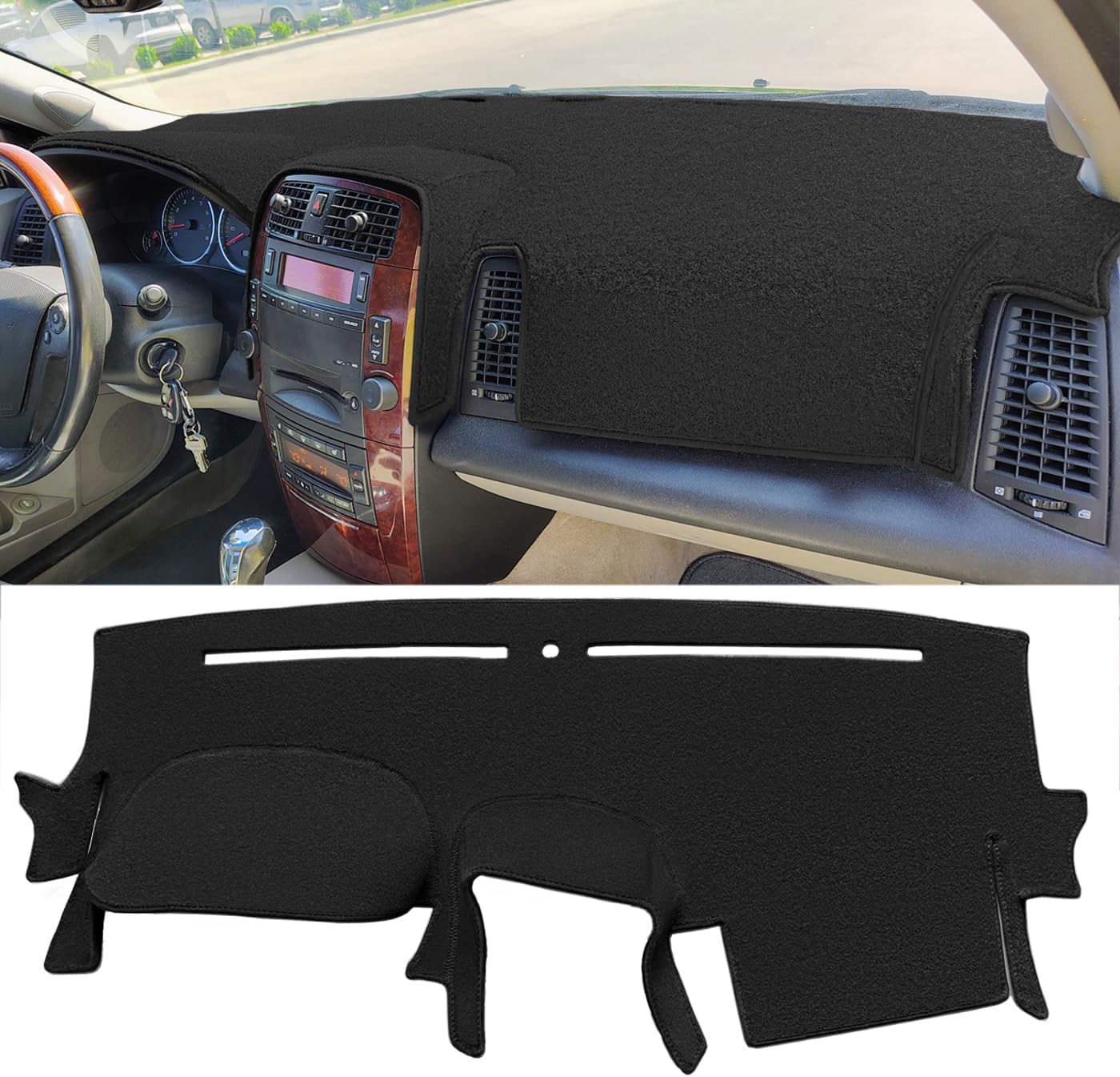 Dash Cover Mat Custom Fit for Cadillac CTS w/Light Sensor w/o Center Speaker Dashboard Pad Cap Carpet Protector K328 (Black)