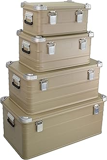 Eylar Crossover Aluminum Overland Storage, Trunk, Metal Cargo Case, Storage Box (4PC Combo, Tan) 30L, 50L, 95, 147L