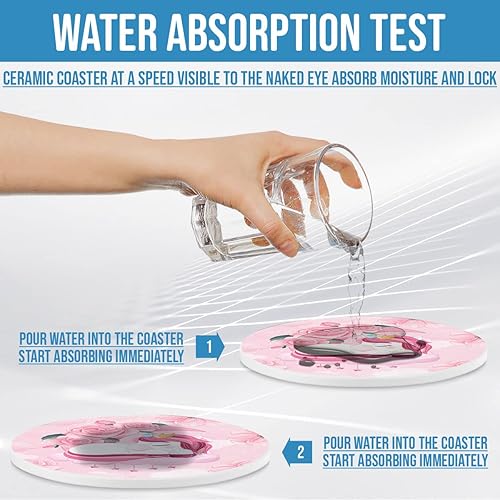 Miniatura 3 de CUBICER Paquete de 6 posavasos de cerámica de unicornio con base de corcho, regalos de inauguración de la casa para mujeres y adultos, mesa de café,