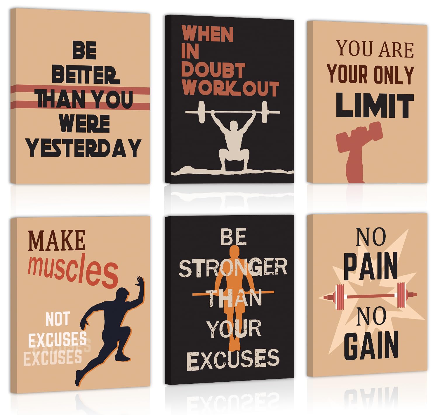 CHDITB Motivational Fitness Canvas Wall Art, Inspirational Quotes Artwork, Gym Workout Wall Decor, Vintage Exercise Poster, Retro Sports Art Prints for Living Room Bedroom Decor (8X10 Inch)