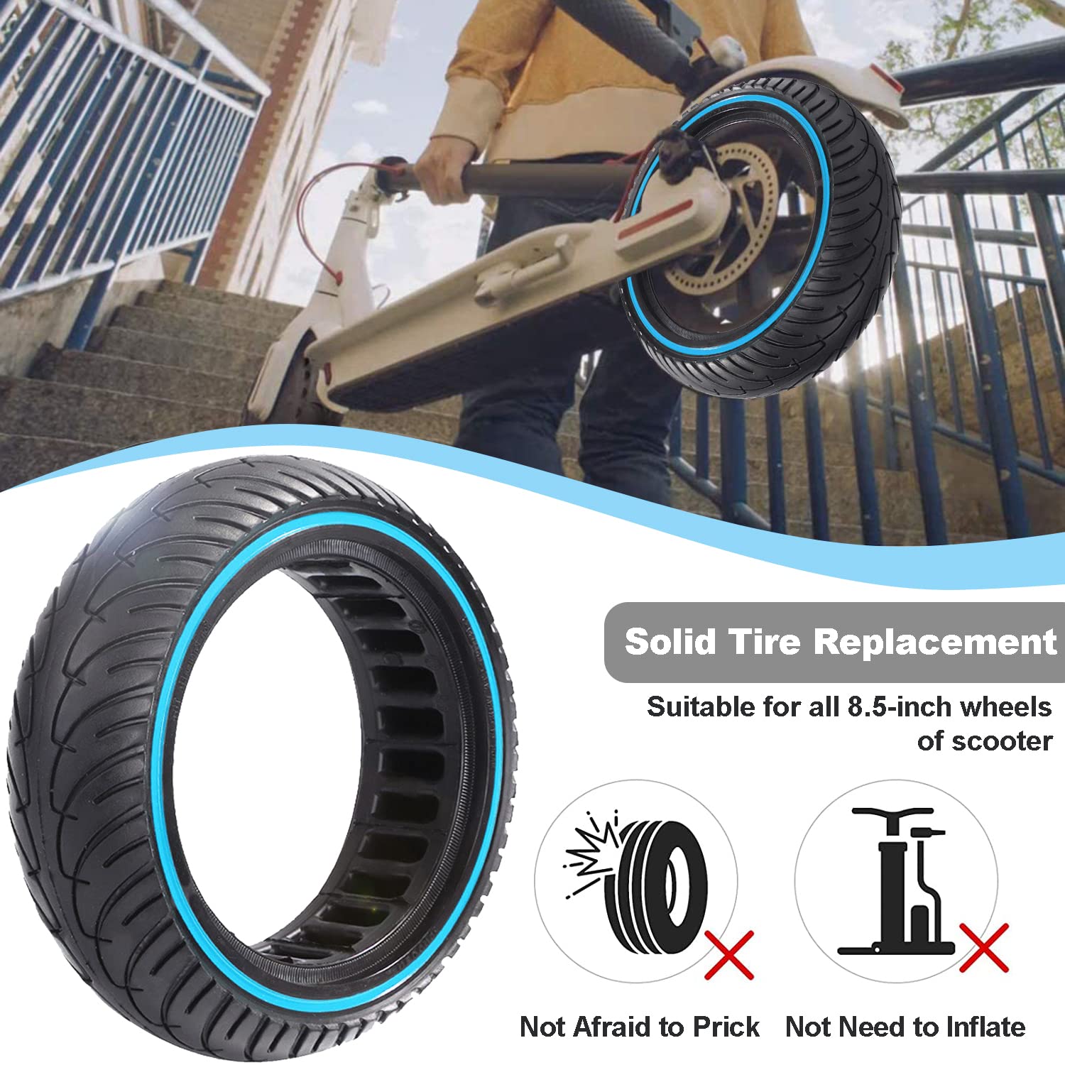 8,5x2 Zoll 50/75-6.1 Reifen Tubeless Schlauchlos mit Gelschicht für E