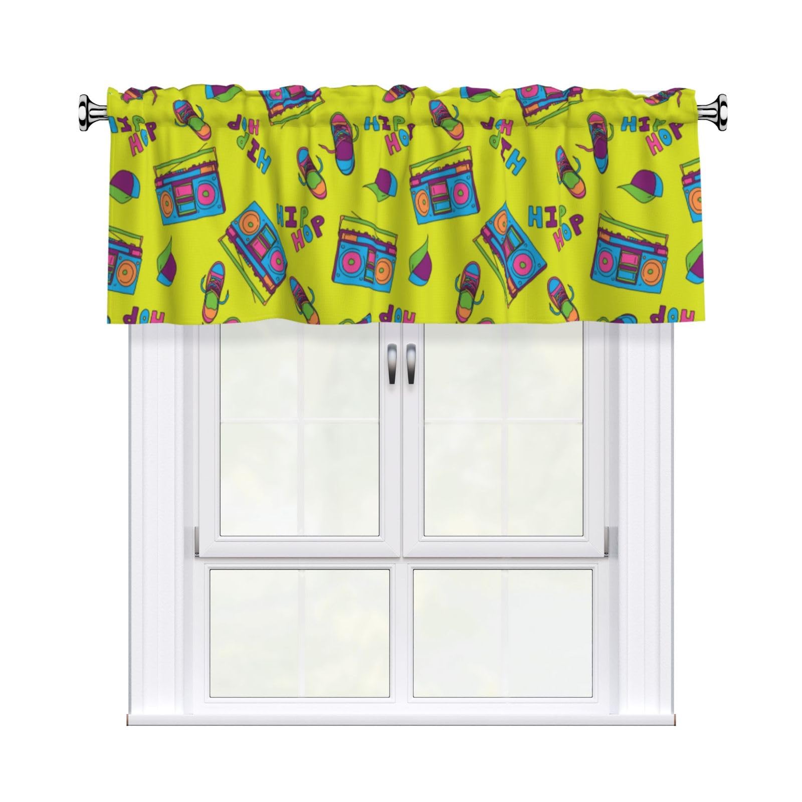 Noble Ren 80s Pattern Short Curtain Valance 54x18in For Kitchen Bathroom Cafe Living Room Decoration