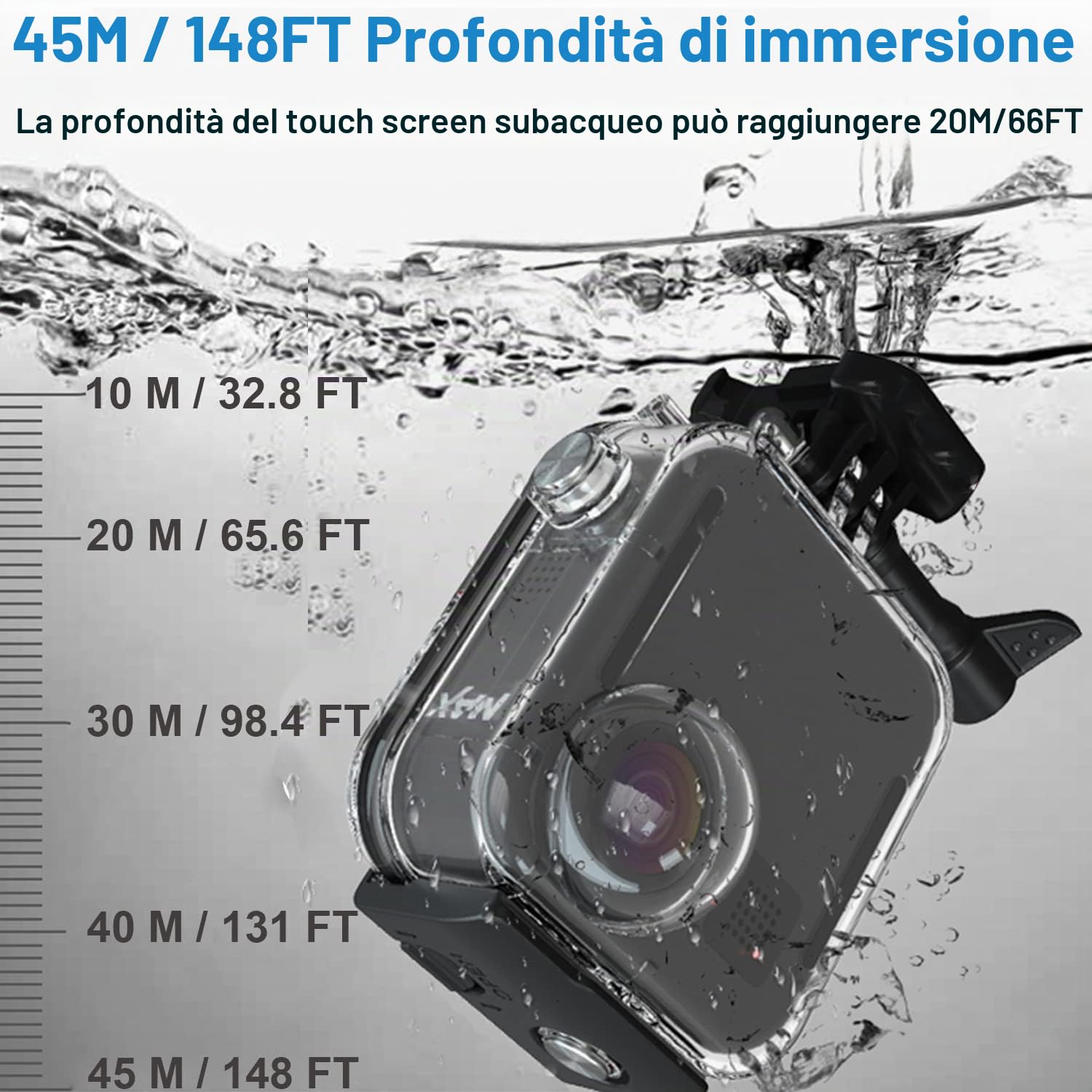 FiTSTILL Custodia impermeabile per GoPro MAX 360 (2019), subacquea per touchscreen fino a 45M/147piedi con kit di accessori per il montaggio a staffa (non con MAX2 e MAX 360 2025)