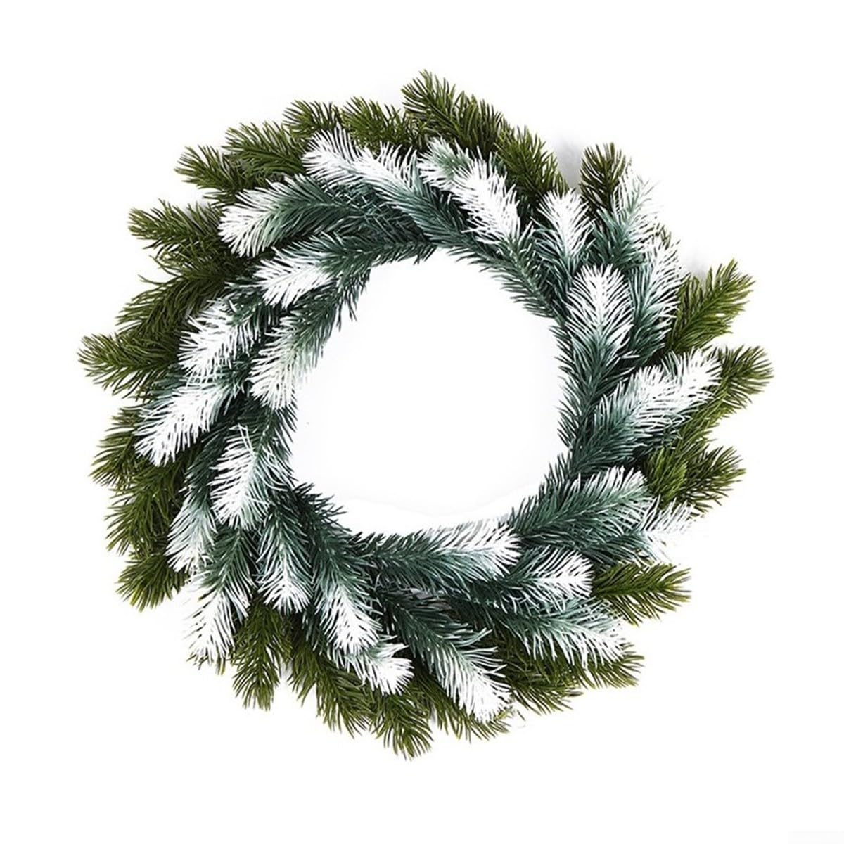 Couronne de Noël décorative classique - Couronne de Noël artificielle pour intérieur et extérieur - Décoration murale, porte, escalier - Vert (35 cm)