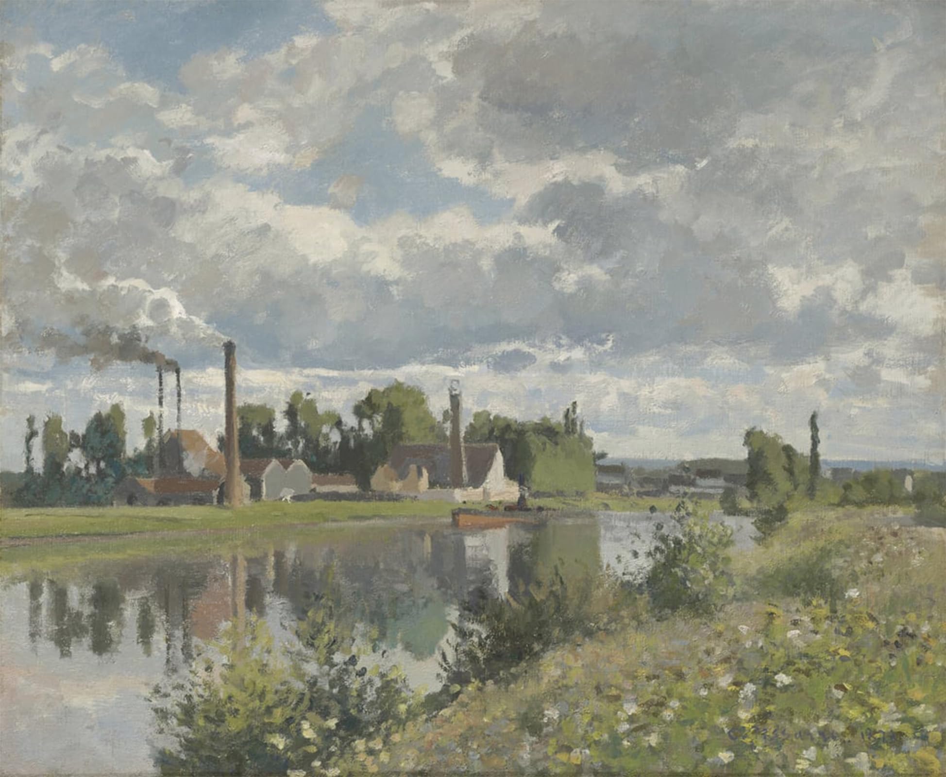 ARTXLXXBN Famous Art Print Poster Vintage Wall Art the River Oise Near Pontoise by Camille Jacob Pissarro Canvas Art Poster for Home Decor 60x90cm
