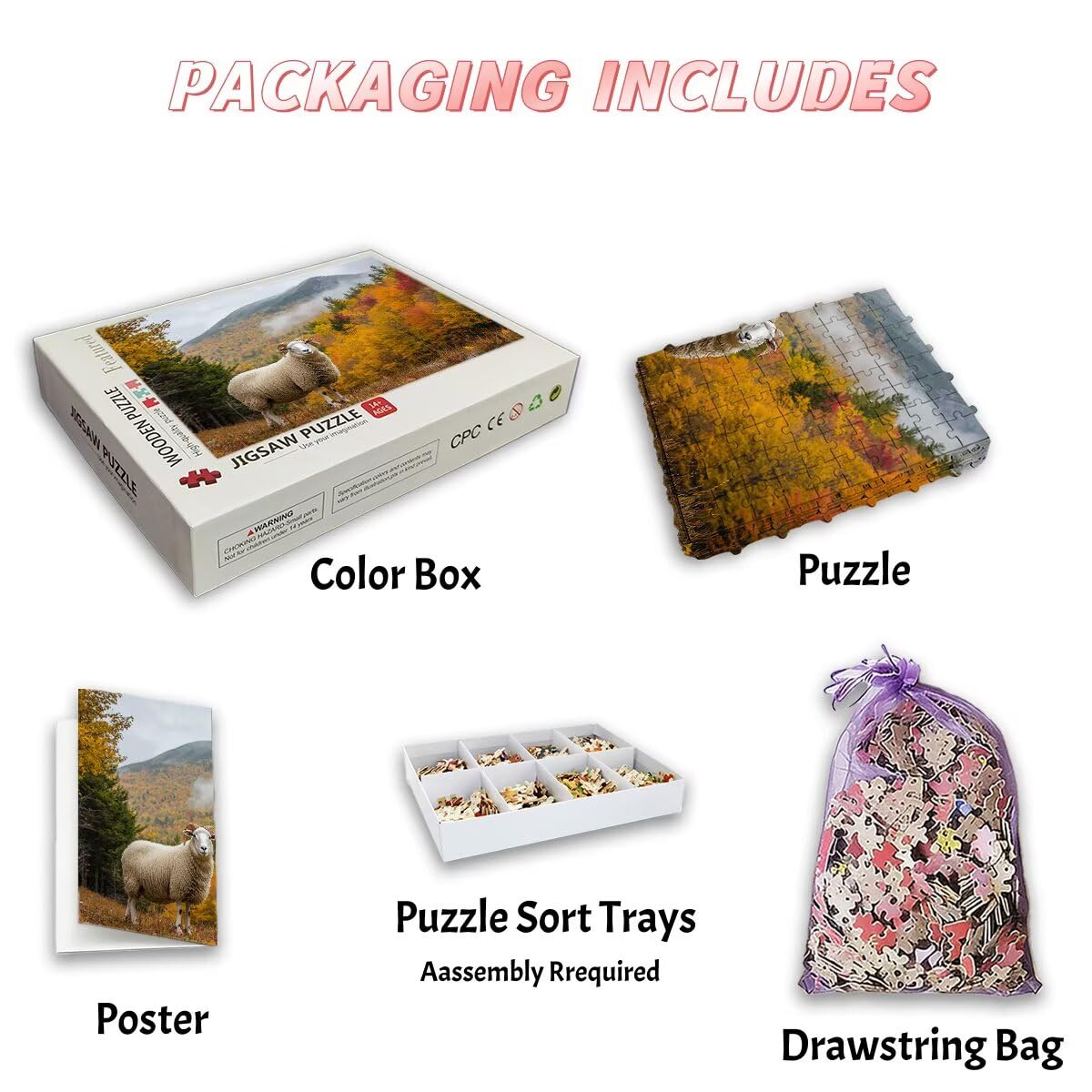 Puzzle dla dorosłych 5000 jesiennych puzzli 5000 sztuk dla dorosłych, puzzle owce, wymagająca gra edukacyjna, niemożliwe drewniane puzzle do dekoracji wnętrz, wyjątkowe prezenty dla kobiet, prezenty