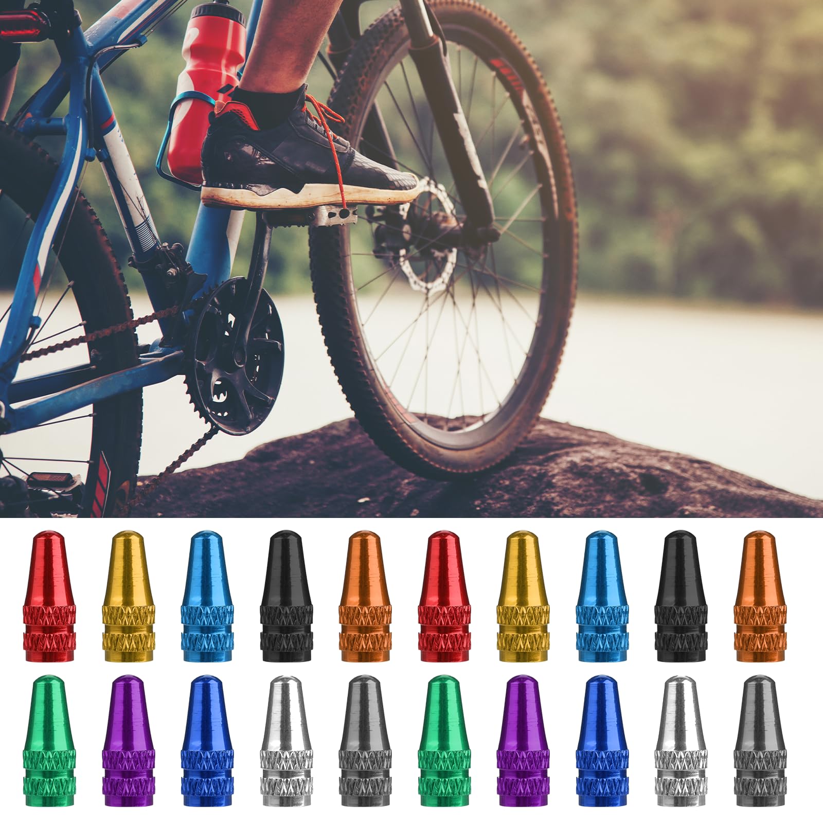 40 Pièces Bouchons Valve Presta Vélo Aluminium Anodisé Multicolores - Style Fusée