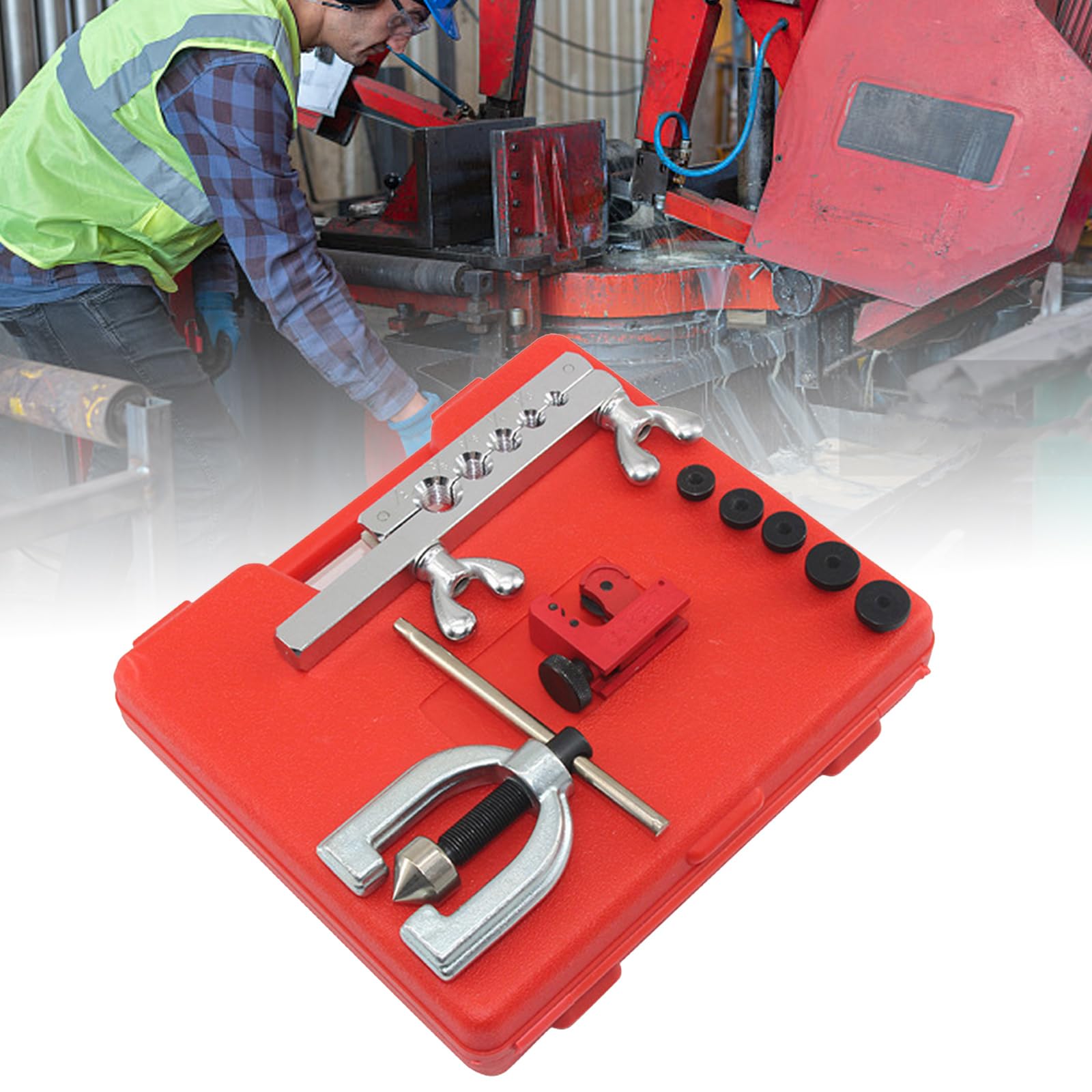 Precise Brake Line Flaring Tool Set With Cutter And 5 Adapters For Various Tubing Size Brass Tubing Repair Tool