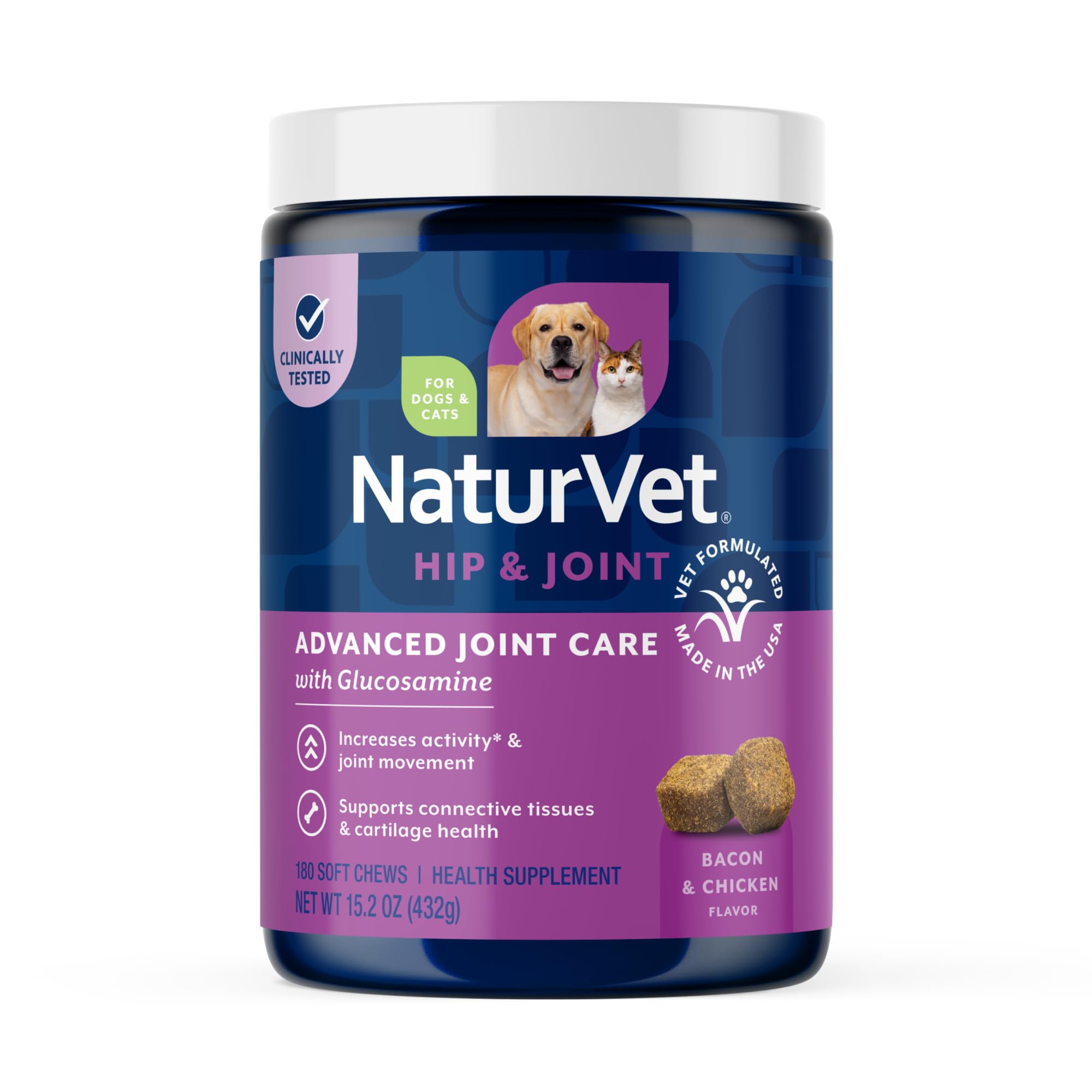 NaturVet ArthriSoothe-Gold Level 3 Advanced Joint Care for Dogs – Soft Chew Dog Supplement with Glucosamine, MSM, Chondroitin & Hyaluronic Acid –