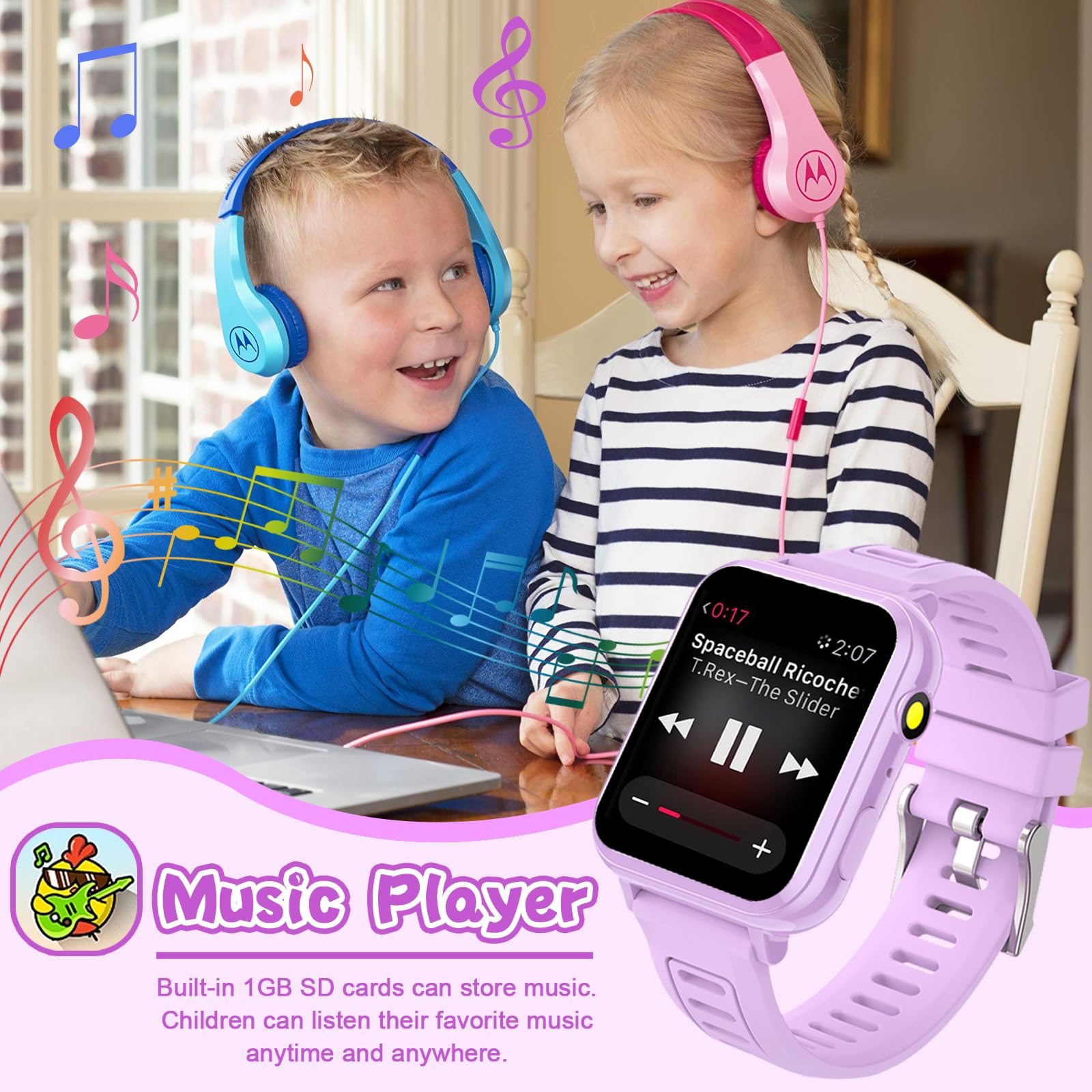 clleylise Reloj Inteligente Niño, Smartwatch Niños con 36 Juegos HD Cámara Alarma Reproductor de Música Podómetro Caloría Pantalla Táctil, Reloj Niño para Niños Niñas 4-12+