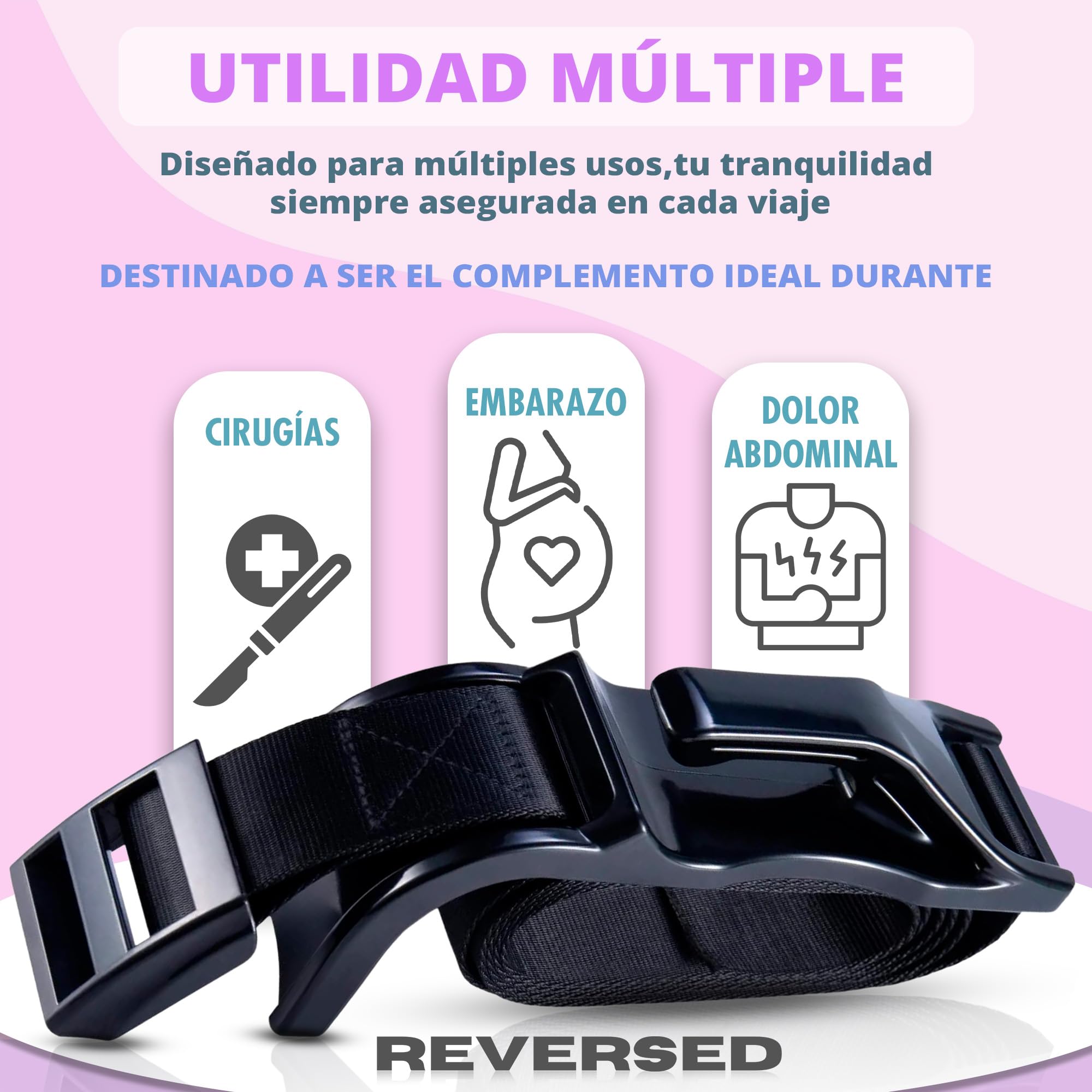 REVERSED® Cinturón Embarazada Coche Homologado - Cómodo y Seguro - Viaja con Tranquilidad, Protegiendo a la Mamá y al Bebé (Negro) — view 4