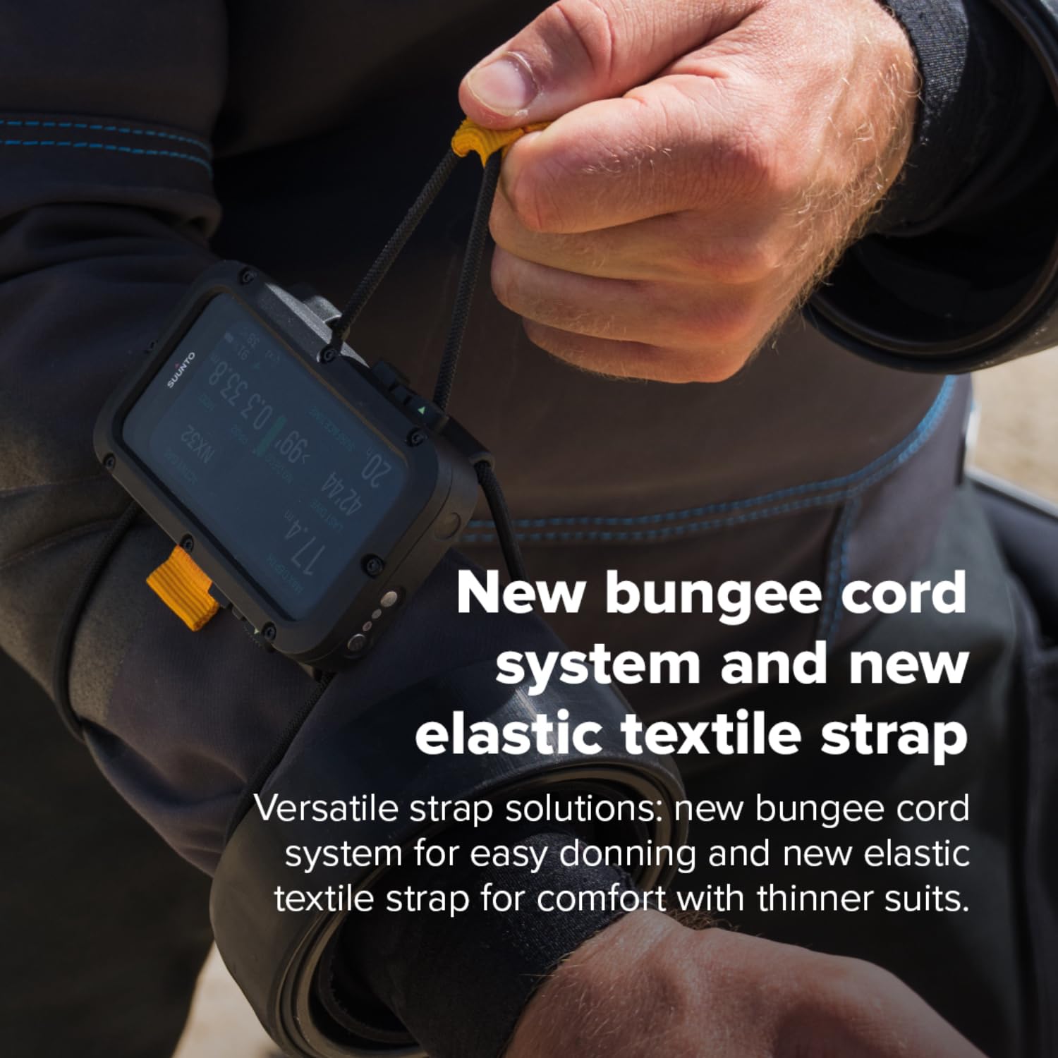 SUUNTO Nautic Tauchcomputer mit Bungee-Seil, Helles AMOLED-Display, Integrierte LED-Taschenlampe, Bis zu 120H, GPS & Unterwasser-Routenverfolgung, Kabelloser Tankdruckmonitor