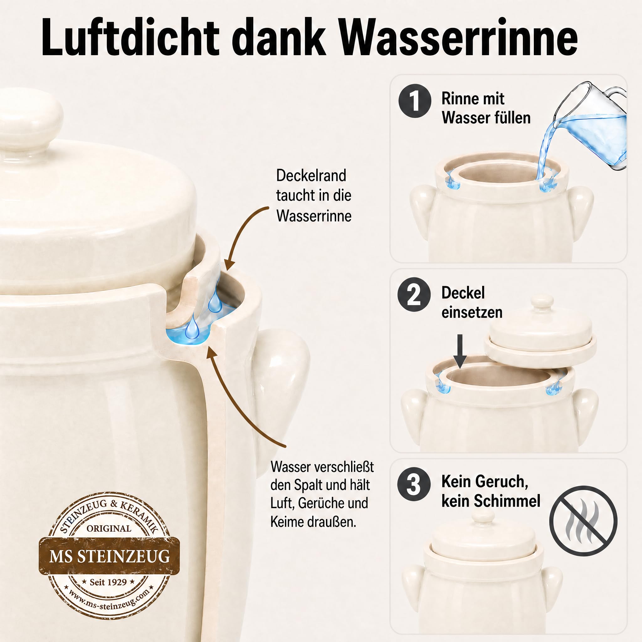 Fermentation Chucrut Pot 10 L Crema Blanco