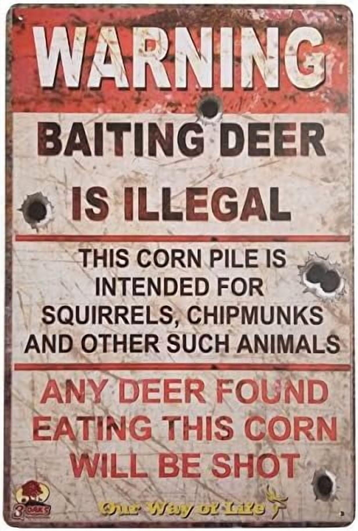 (2-Pack) Warning Metal Tin Sign Baiting Deer Is Illegal Sign, Signs Vintage Coffee Wall Coffee & Bar Decor,size 12 X 8