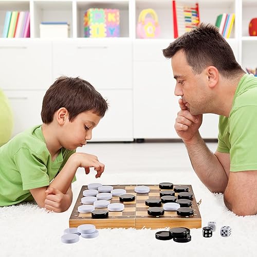 Miniatura 5 de 30 piezas de backgammon - Damas de repuesto de 1.25 pulgadas, piezas de juego de mesa con 5 dados y bolsa de almacenamiento con cordón para damas