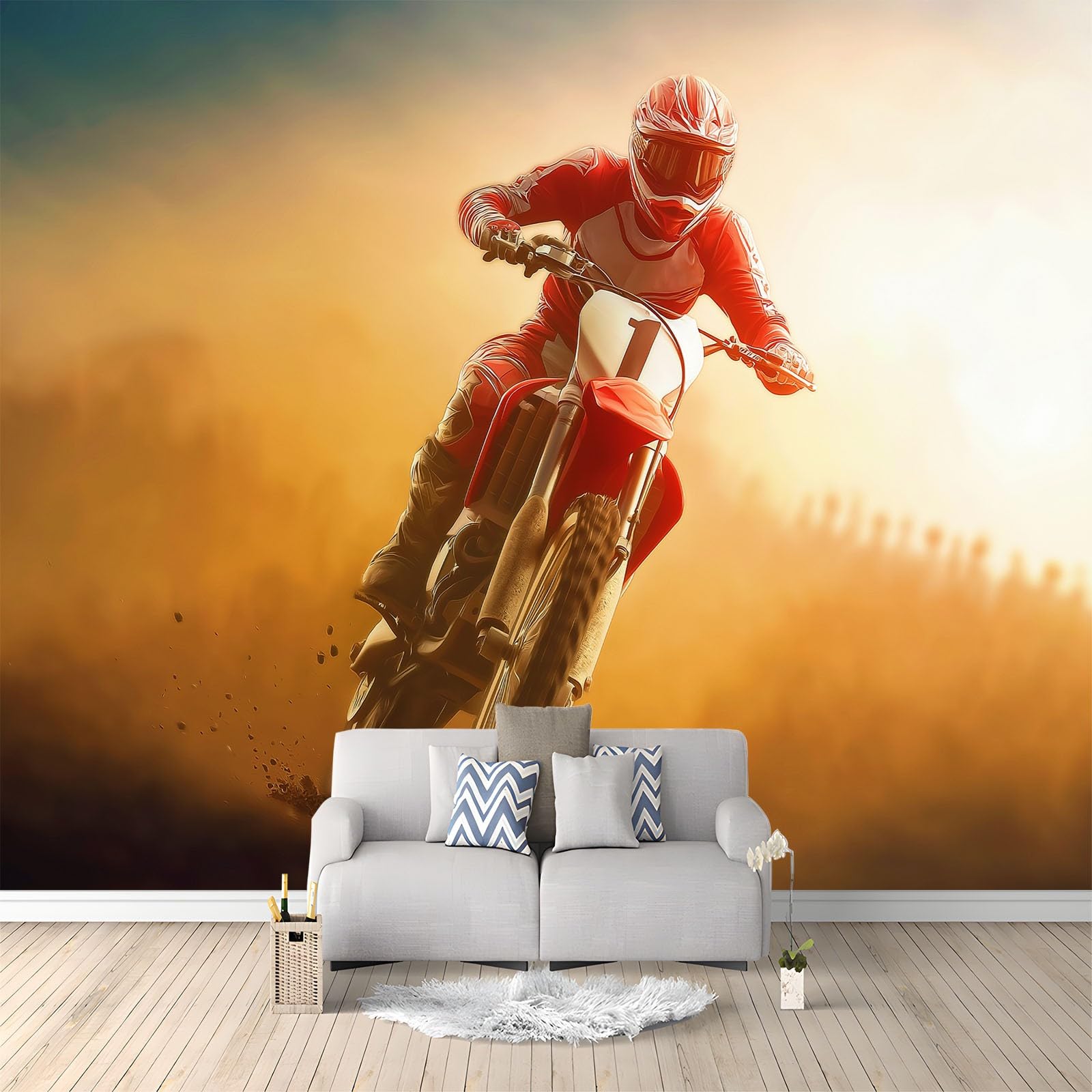 Carta da parati fotografica 3D personalizzata 200 x 140 cm Sport Off Road Moto Wall Wall Wall Art spesso non tessuto giallo carta da parati per soggiorno sfondo TV