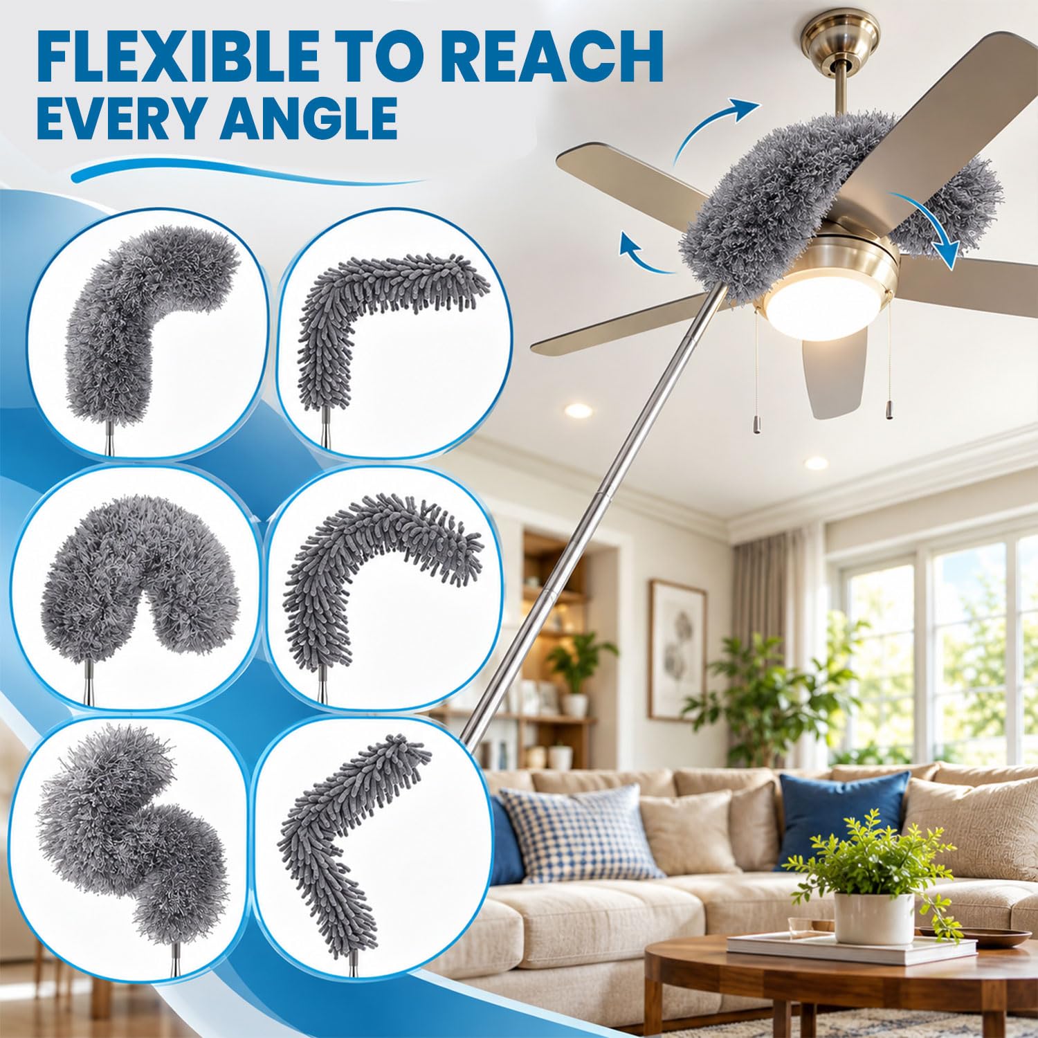 Maxoshine 5-in-1 Fan Cleaning Mop - Extendable Pole -4