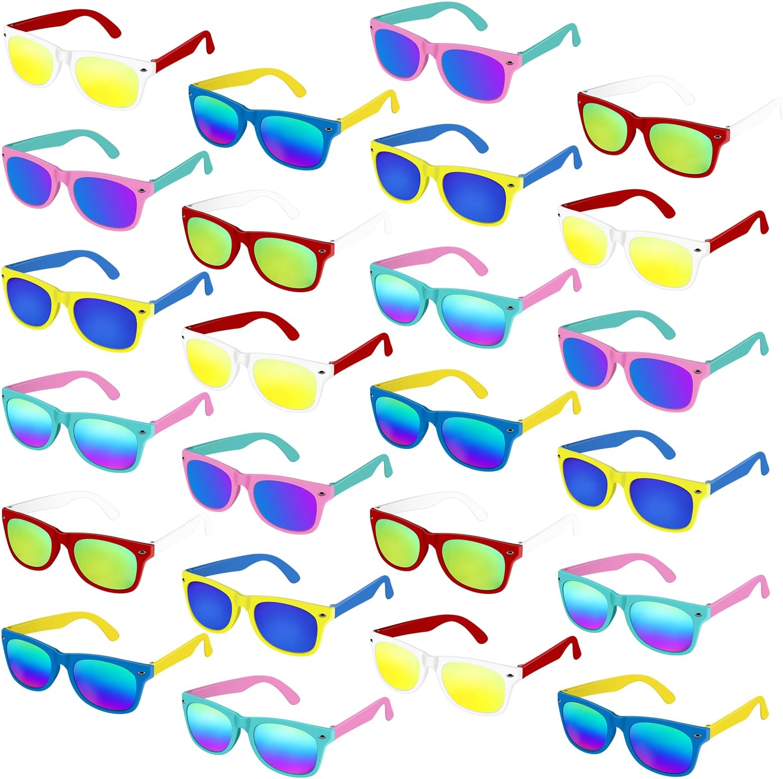 JAMIEWIN Kids Sunglasses Bulk, 24 Pack Neon Kids Sunglasses Party Favor for Boys Girls Age 3-8, Gift for Birthday Graduation Party Supplies, Beach Pool Carnival Outdoors, Goody Bag Favors