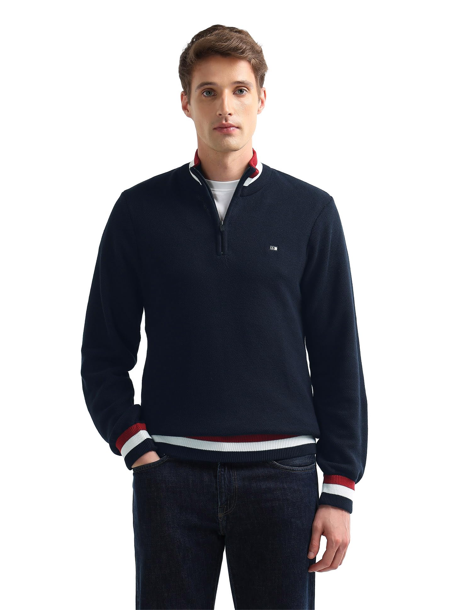 arrow sports High Neck Patterned Knit Sweater-picture-45