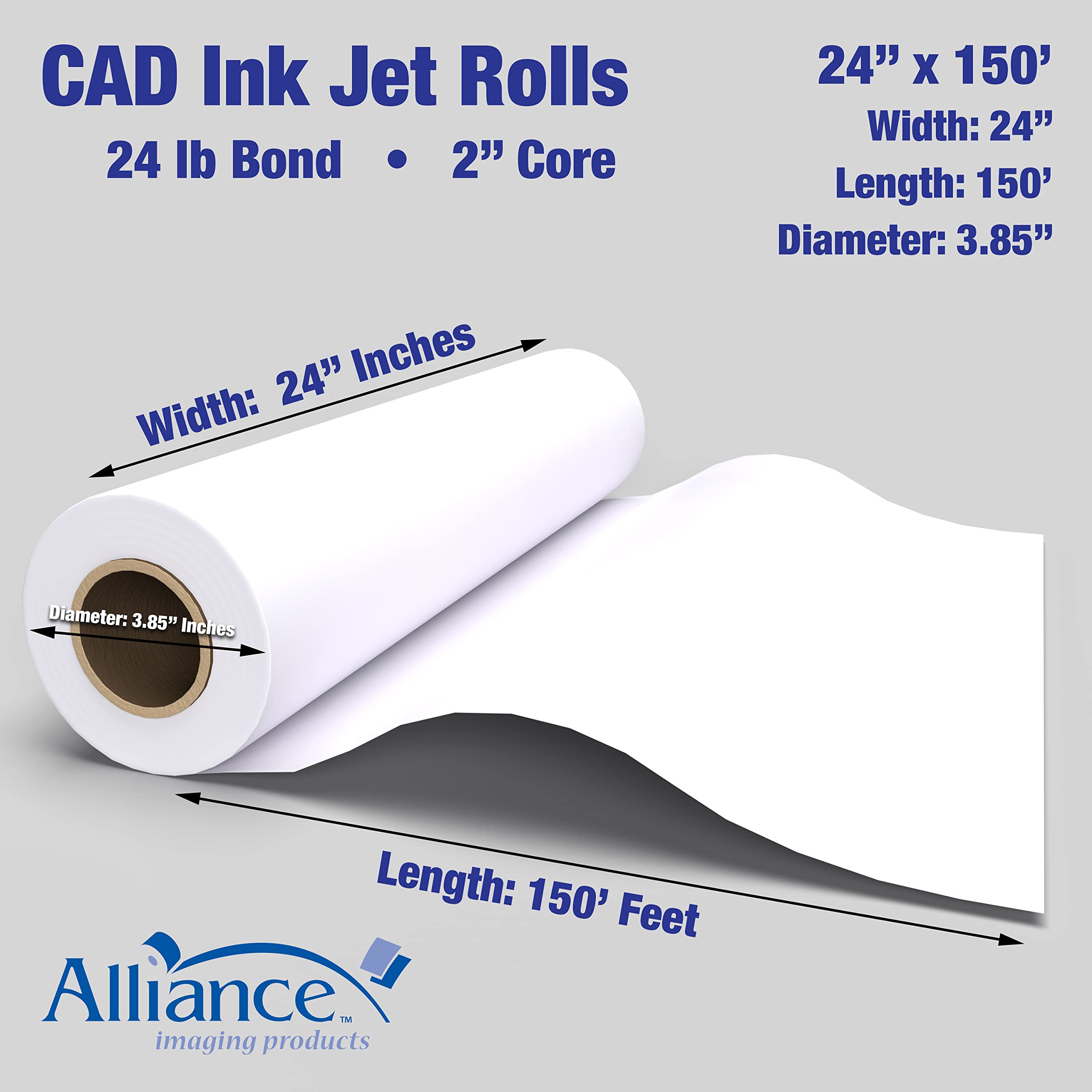 Alliance Wide Format Paper 24 X 150 CAD Bond Rolls