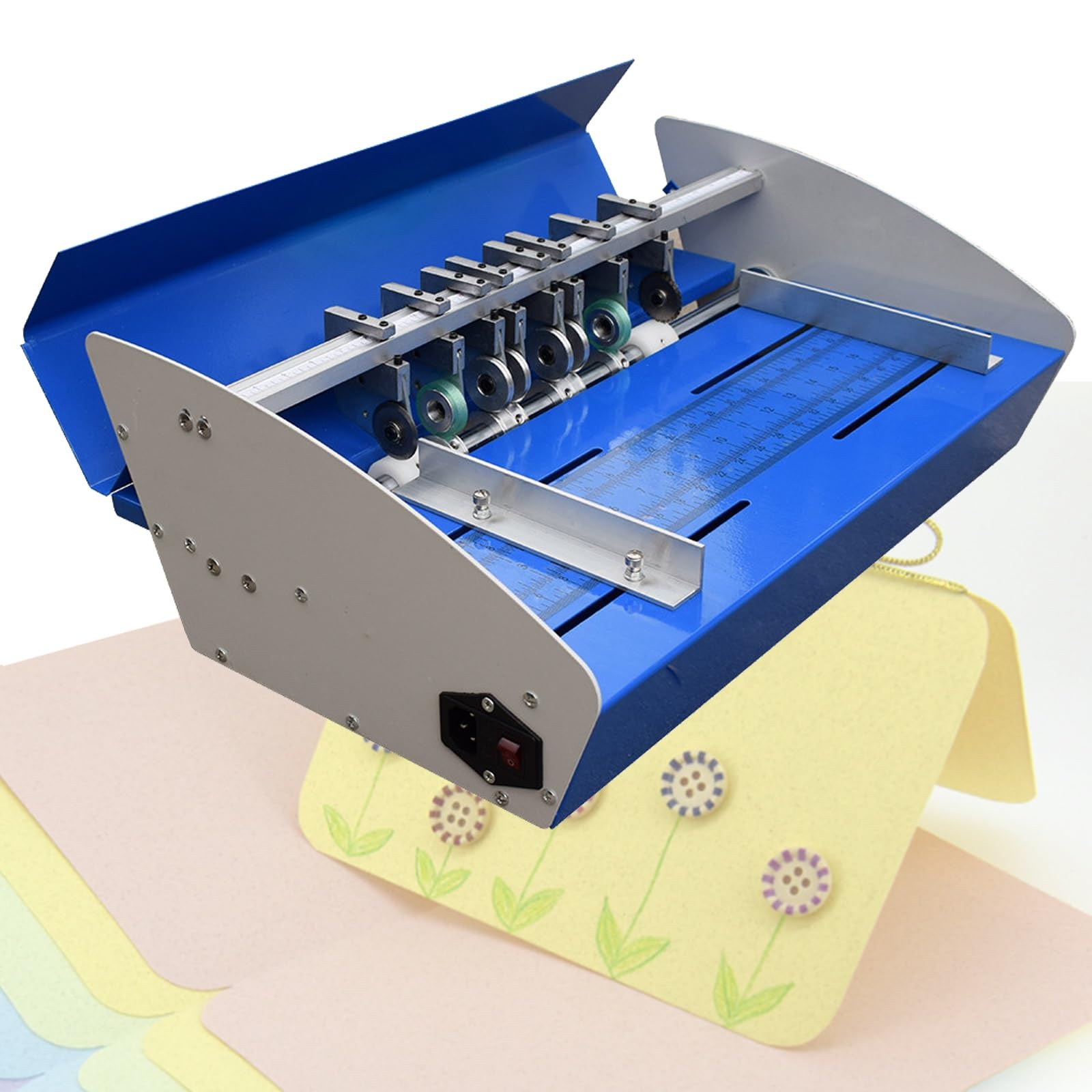 Machine à Rainer, raineuse-marqueuse électrique 3 en 1 pour Papier, Photos, Cartes - Perforatrice avec Table étendue et échelle de précision - Finition Professionnelle