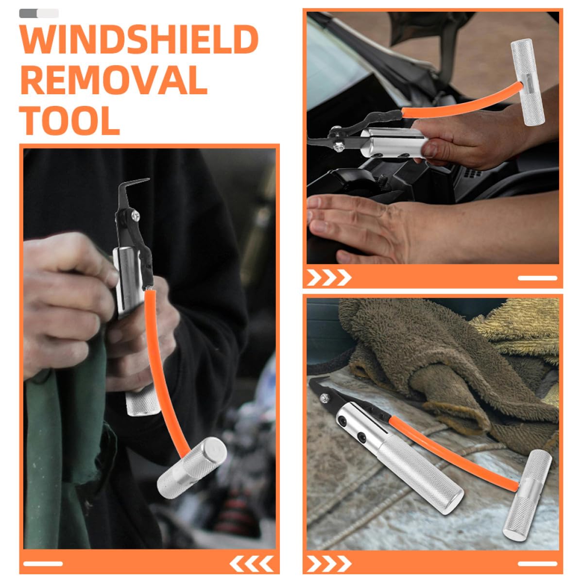 VALICLUD Outil de Démontage de Pare-Brise Automobile 2 Pièces, Outil de Découpe du Verre Robuste Compatible Divers Véhicules, Accessoire Professionnel pour Réparation et Remplacement