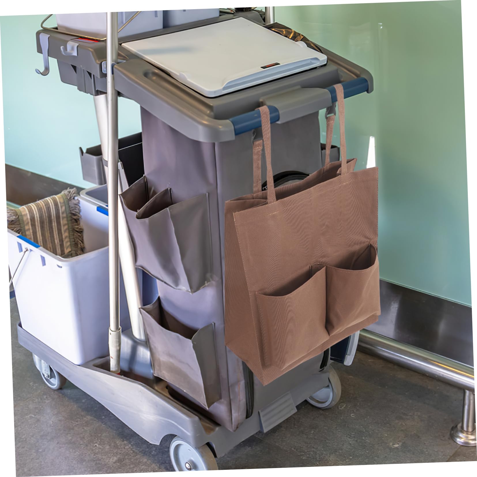 SOLUSTRE Clean Car Storage Bag Janitorial Bag Janitorial Supply Janitorial Cleaning Bag Housekeeping Cart Bag Janitorial Car Hanging Bags Cleaning Bags for Housekeepers Coffee Plastic