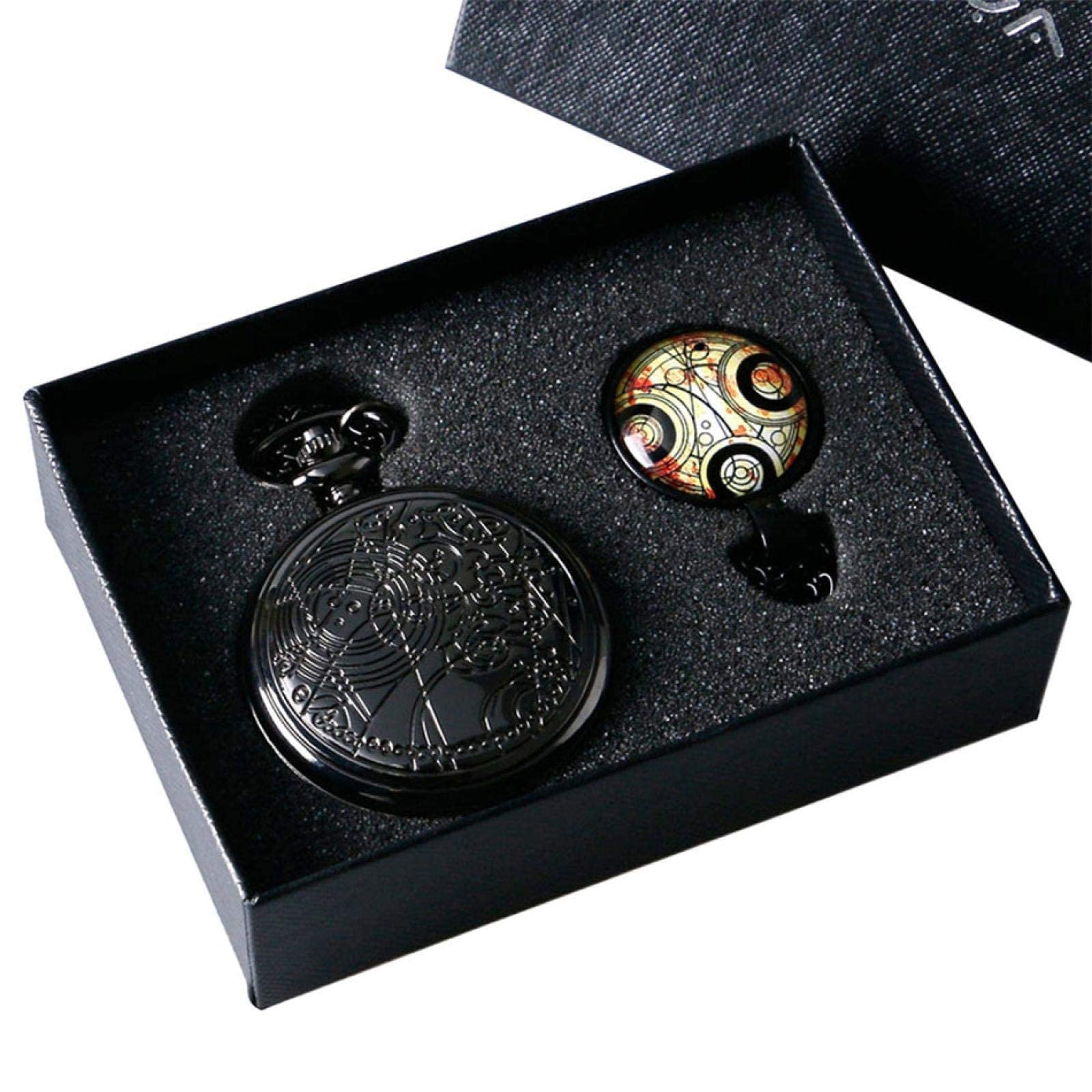 Reloj de Bolsillo Reloj de Bolsillo, Conjuntos de Reloj de Bolsillo for Reloj Colgante de Bolsillo de Cuarzo Negro Antiguo con Cadena de Bolsillo (Color : Set1088)